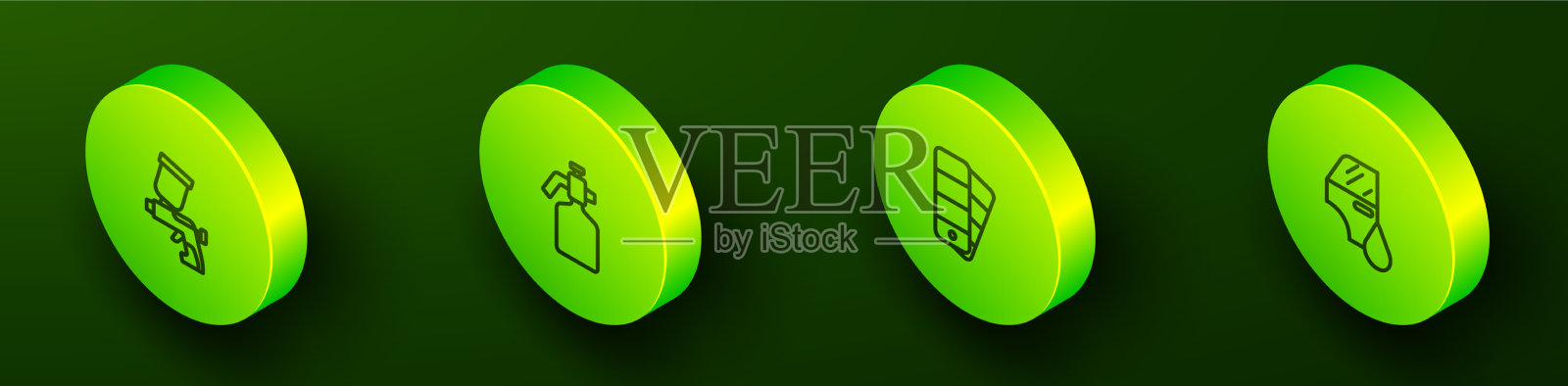 设置等距线条喷漆枪调色板图标素材