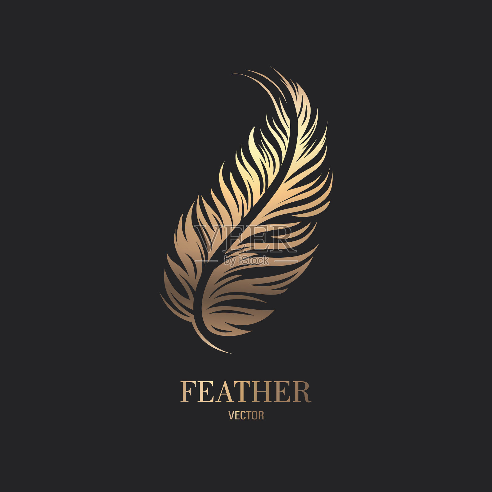 蓬松的金色羽毛标志图标插画图片素材