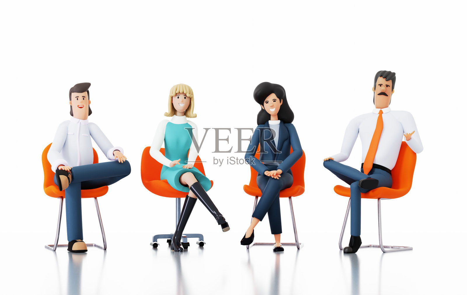 商务人士开会，分享想法，在项目上合作。三维渲染图照片摄影图片