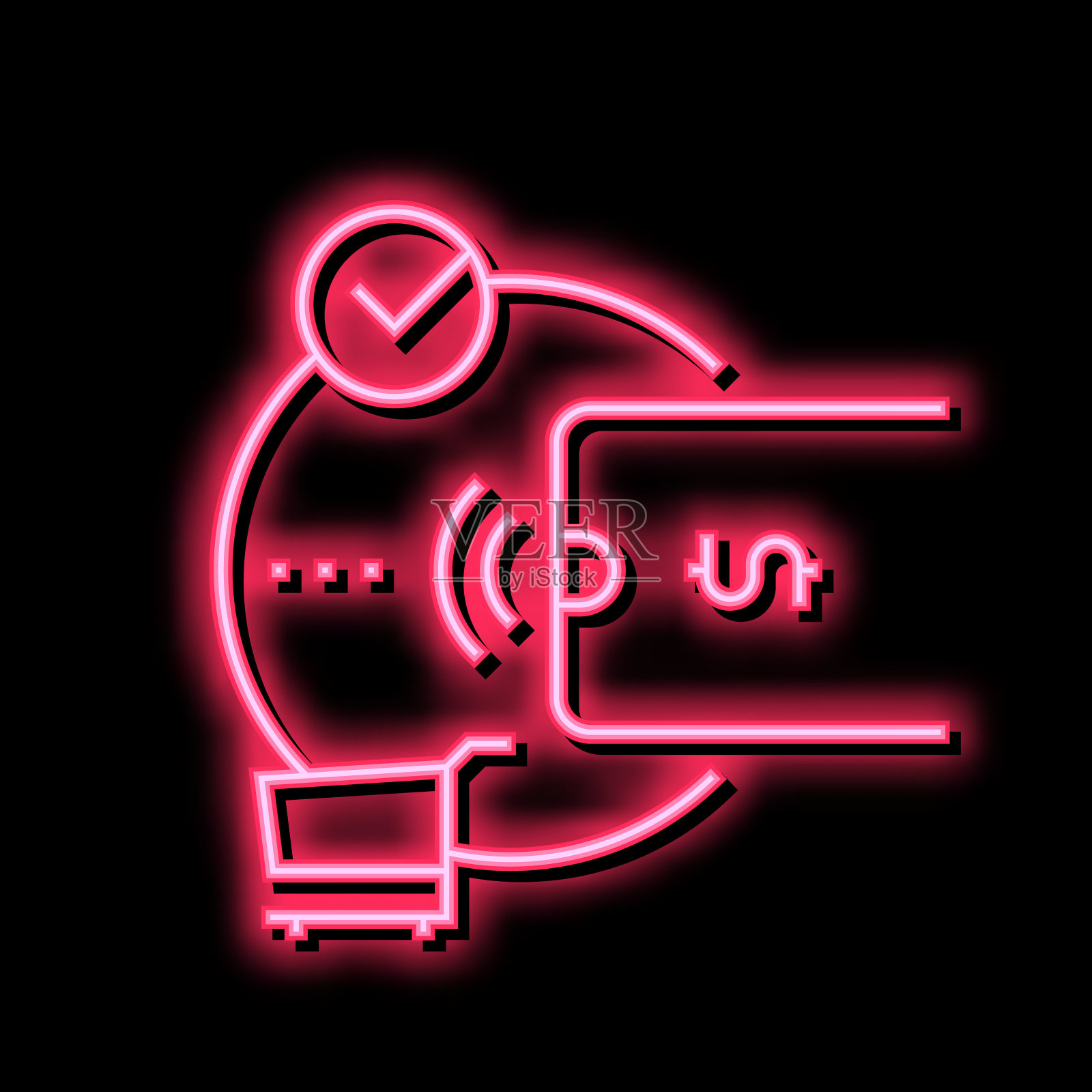 非接触式支付与手机应用程序霓虹灯发光图标插图插画图片素材