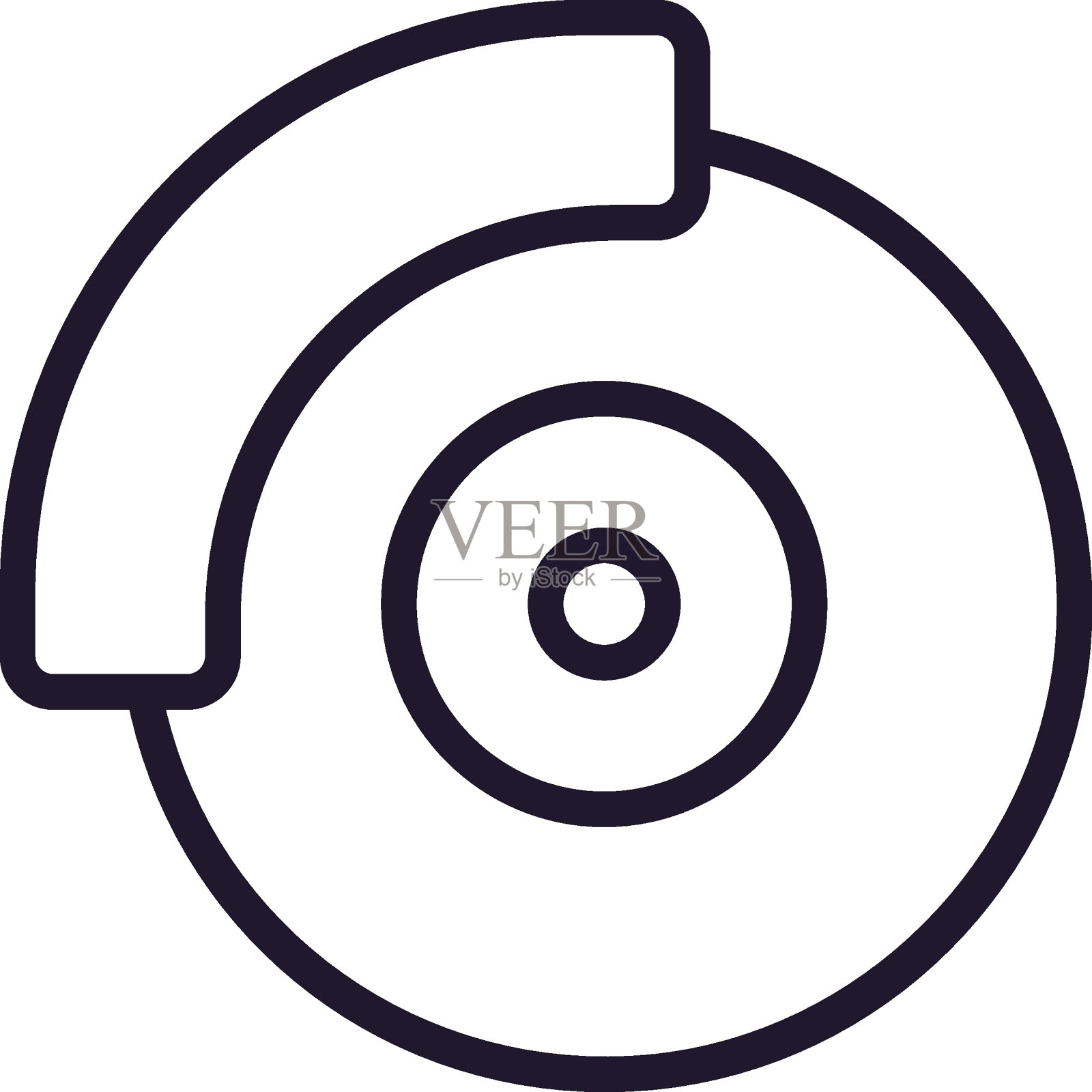 白色背景上的单线刹车盘图标（可用于移动应用、网页设计、在线商店等）插画图片素材