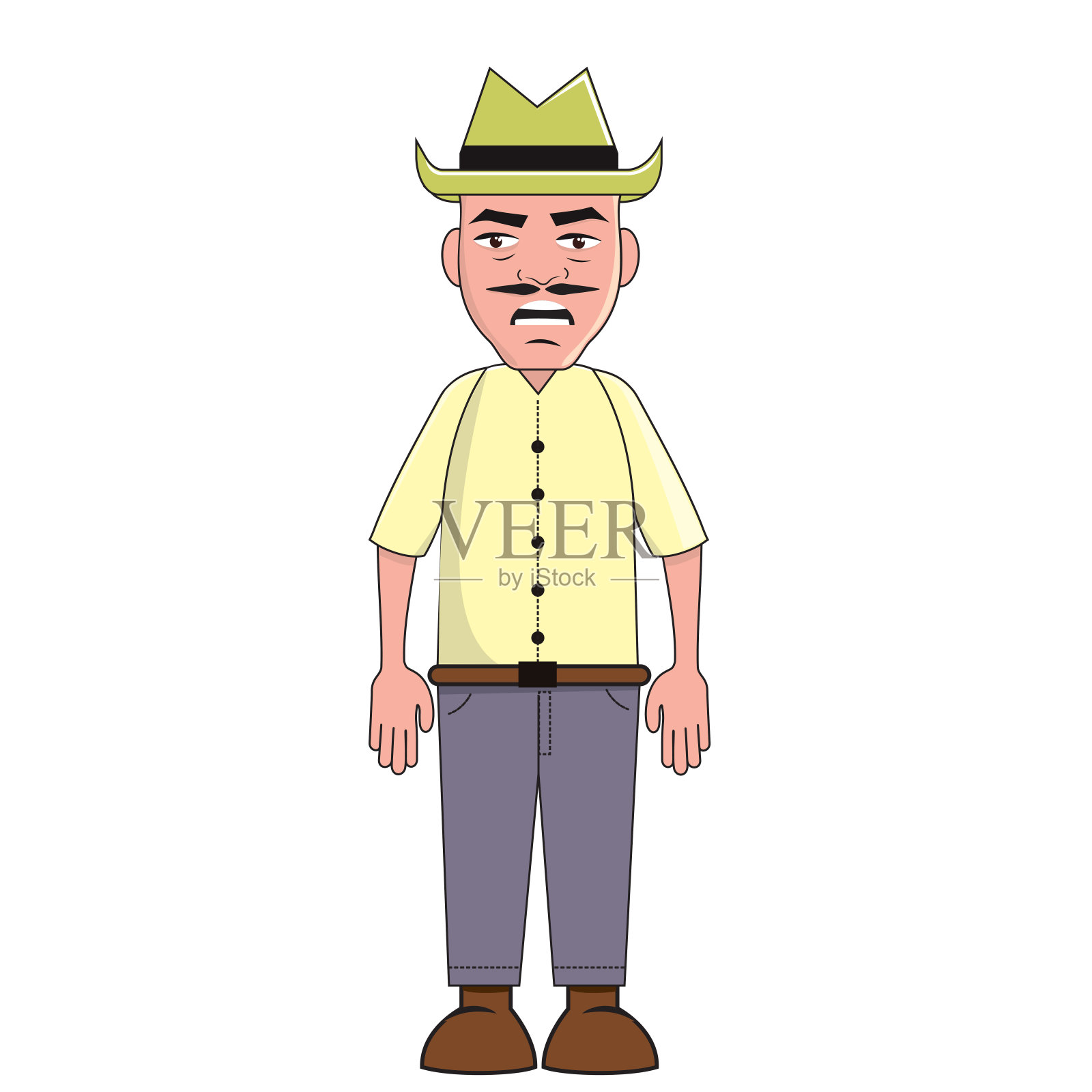 农民矢量卡通风格，表达悲伤插画图片素材