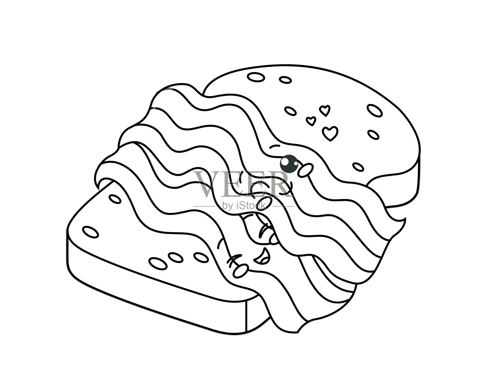 卡哇伊吐司配培根线设计元素图片