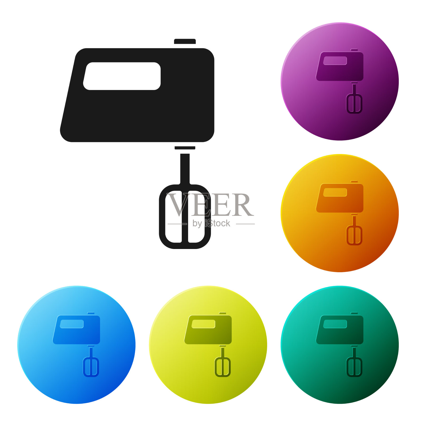 黑色电动搅拌机图标隔离在白色上图标素材