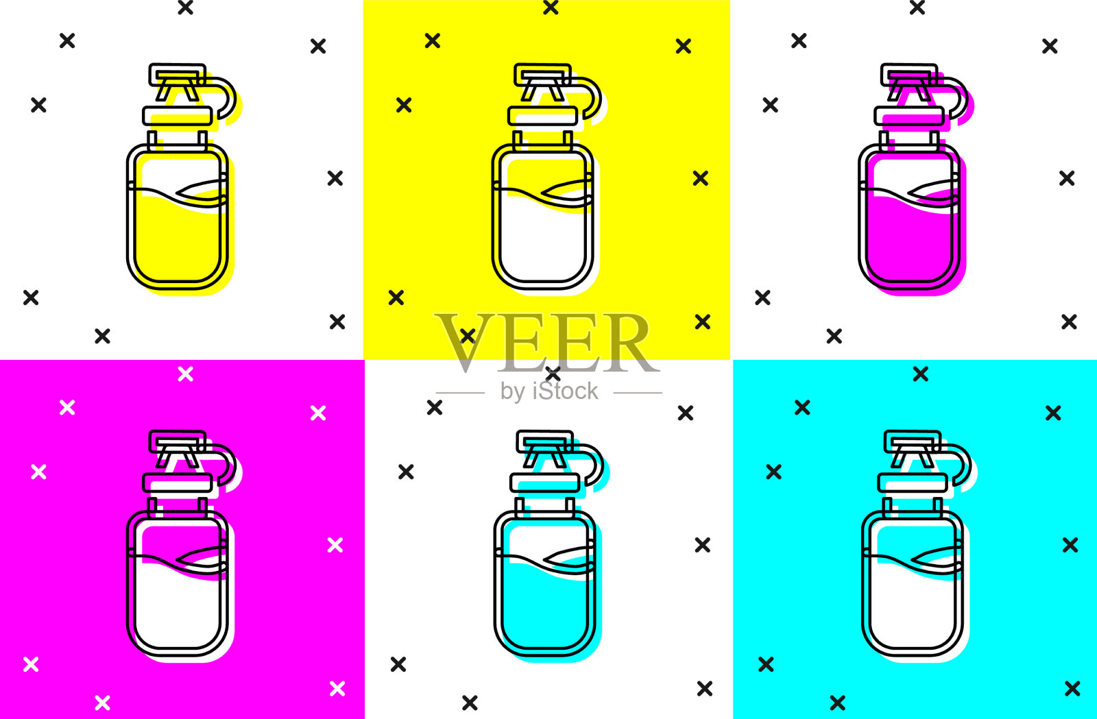 设置运动瓶与水图标隔离的颜色图标素材