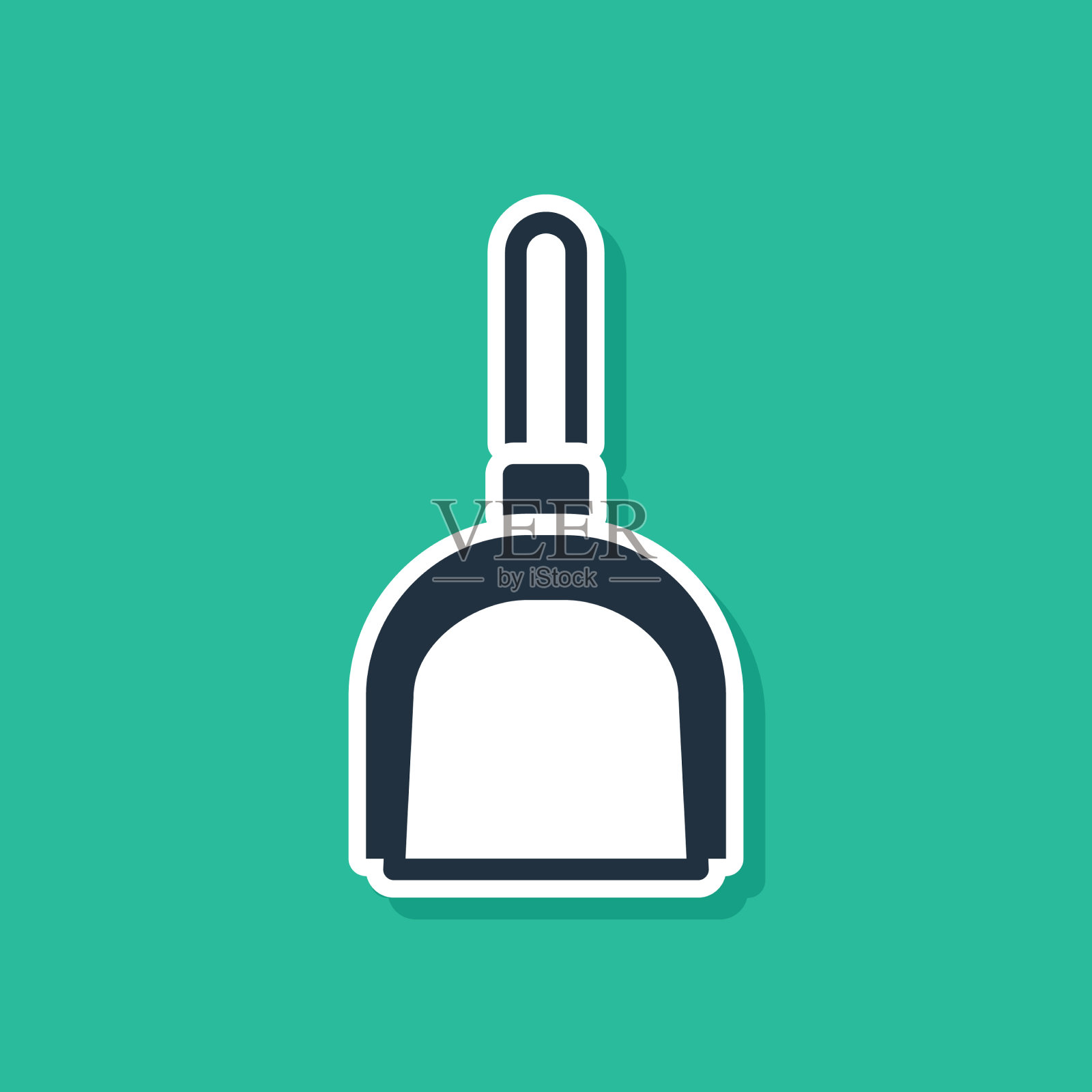 蓝色簸箕图标孤立在绿色背景插画图片素材