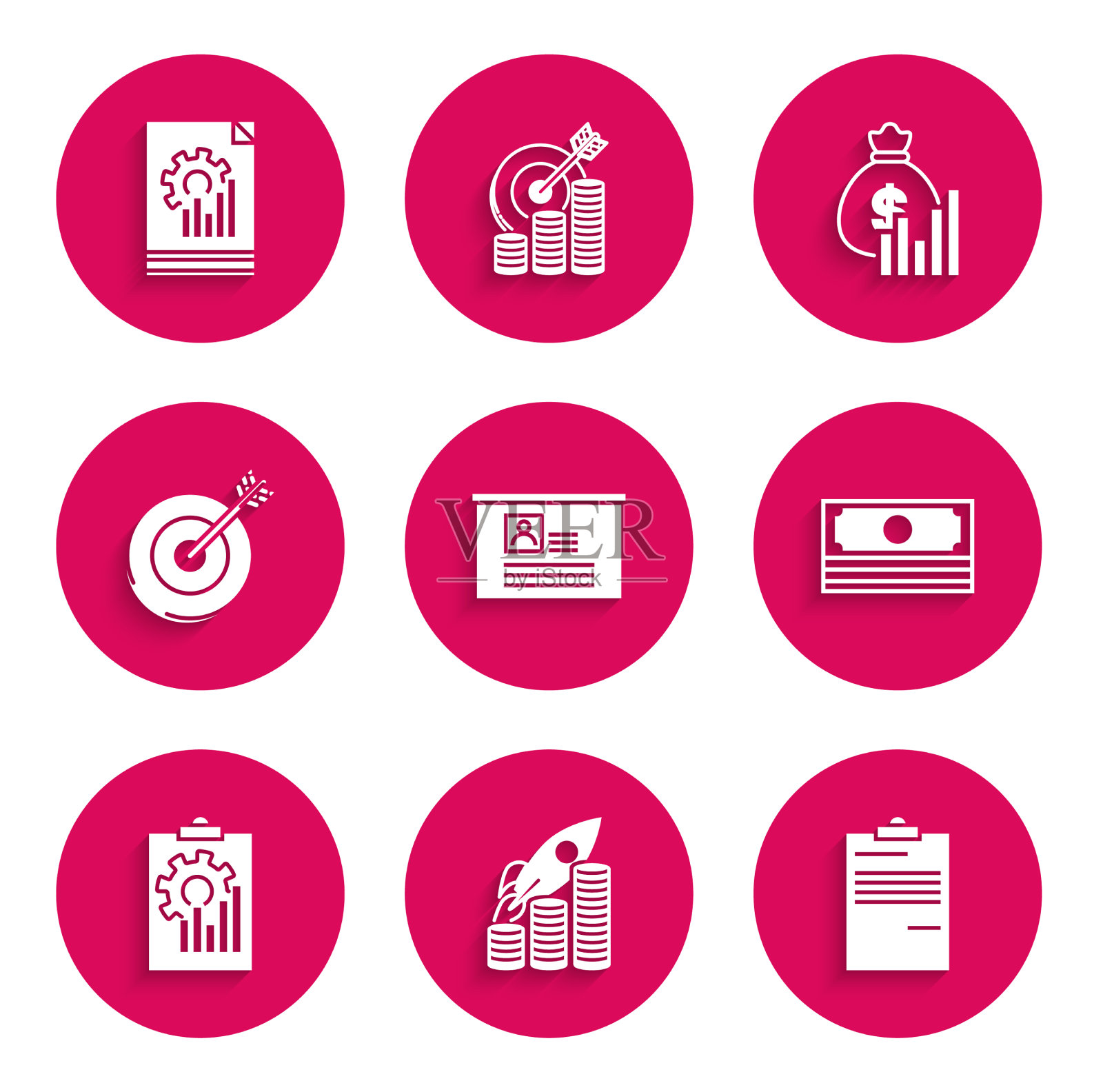 简历火箭在硬币上飞升图标素材