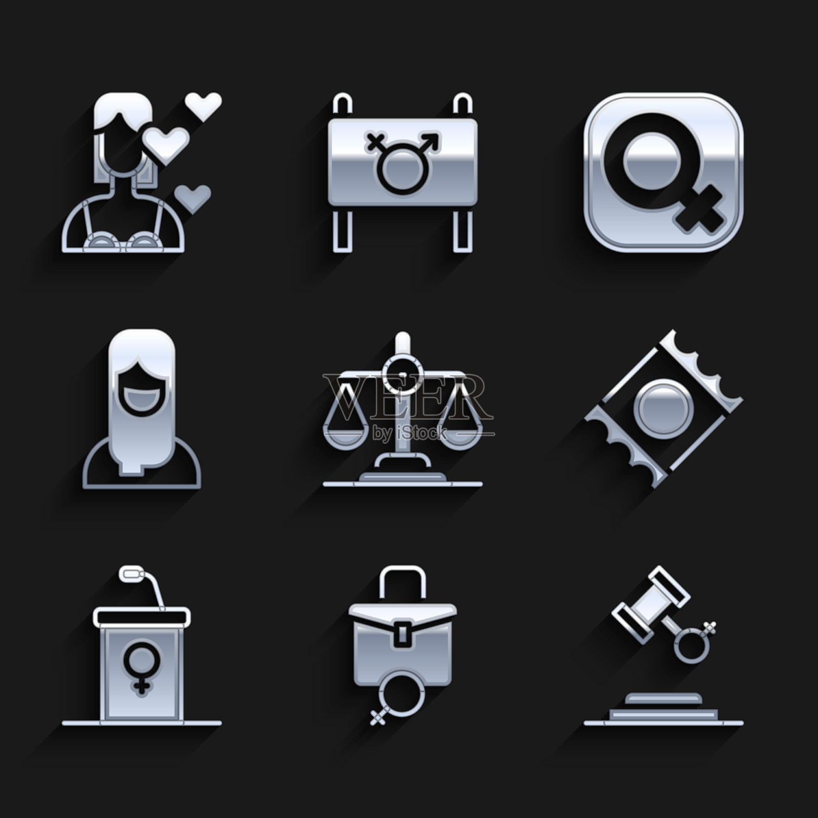 为女性制定性别平等的工作图标素材