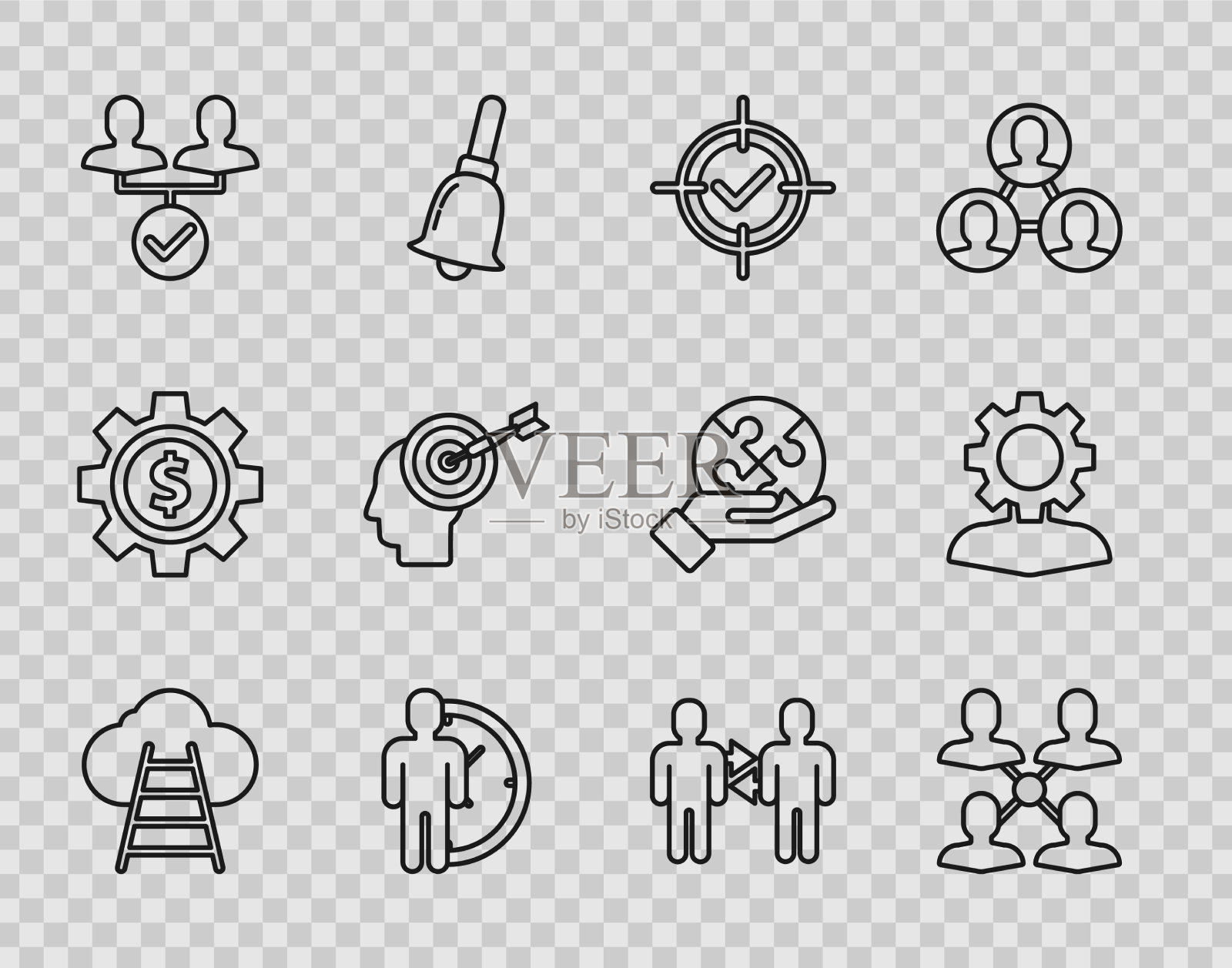 设置通往云项目团队的线梯图标素材