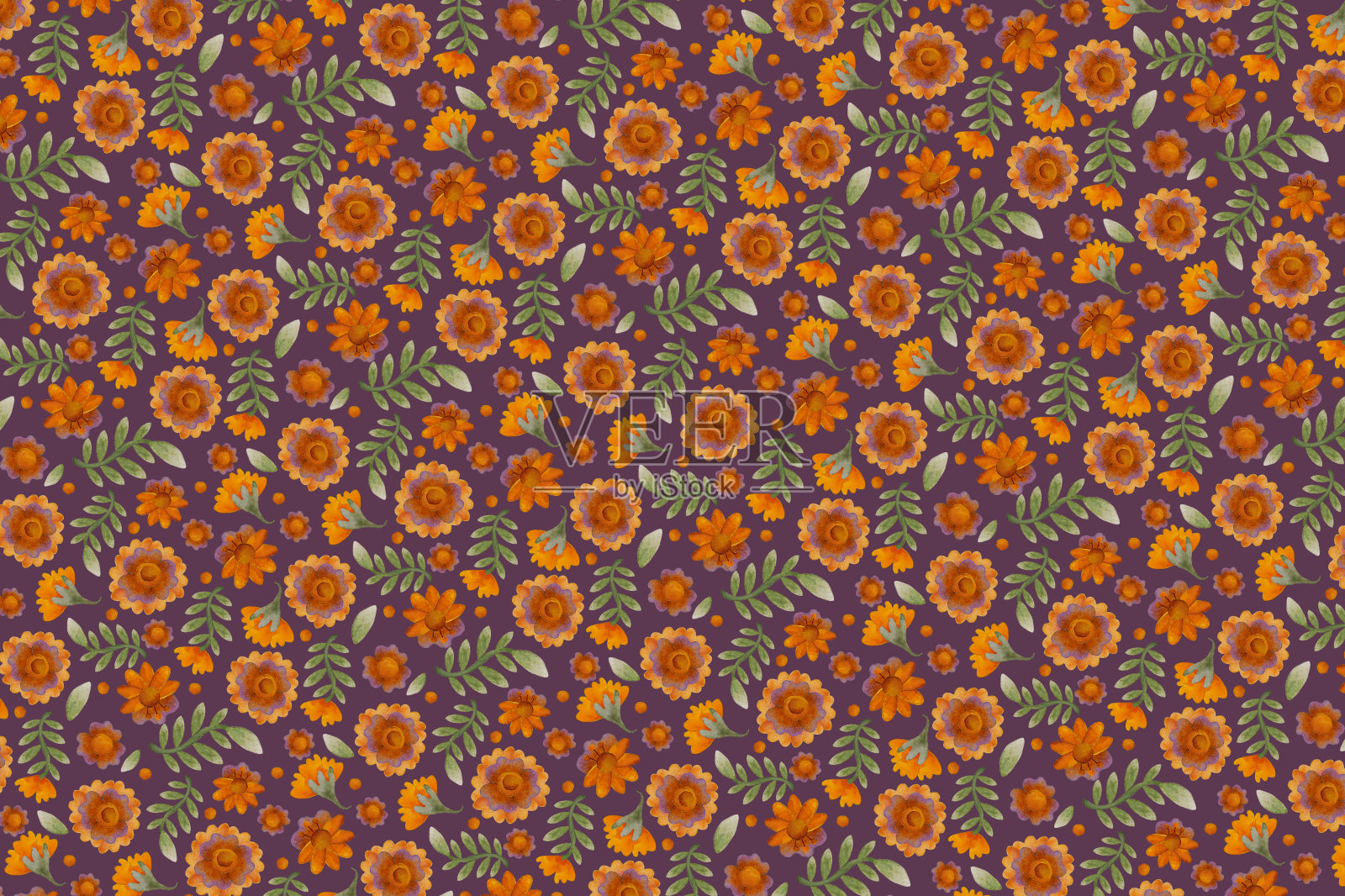 用于织物或纸张上的设计和印刷背景。光栅插图。花卉装饰卡片设计，包装，包装或剪贴簿。插画图片素材