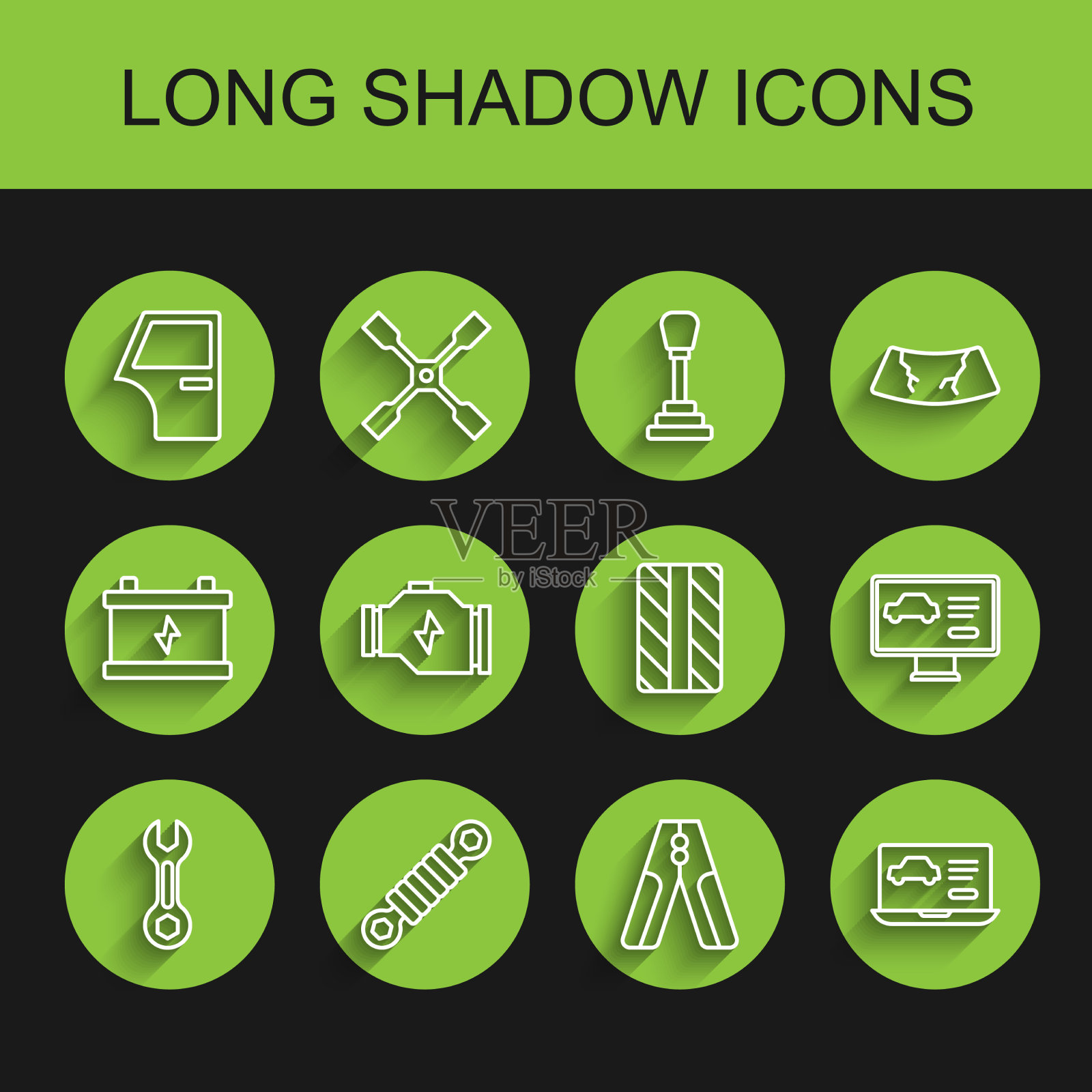 设置线扳手扳手减震器汽车门图标素材