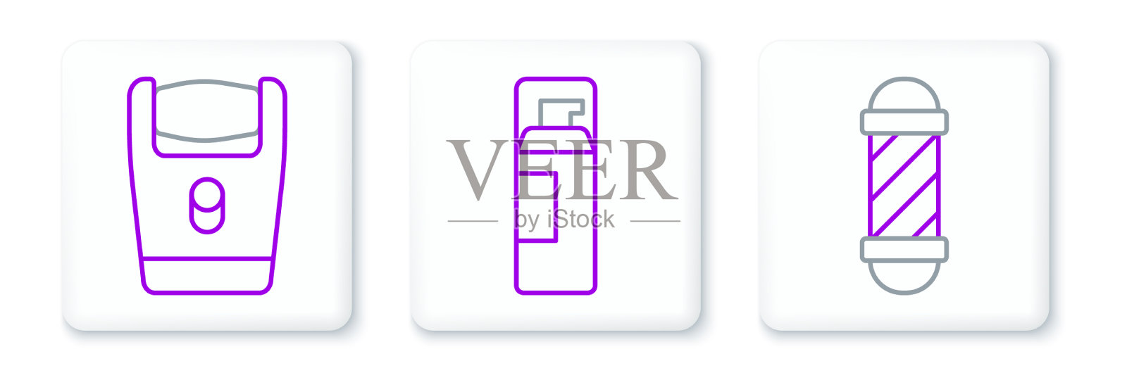 集线经典理发店杆电动剃须刀图标素材