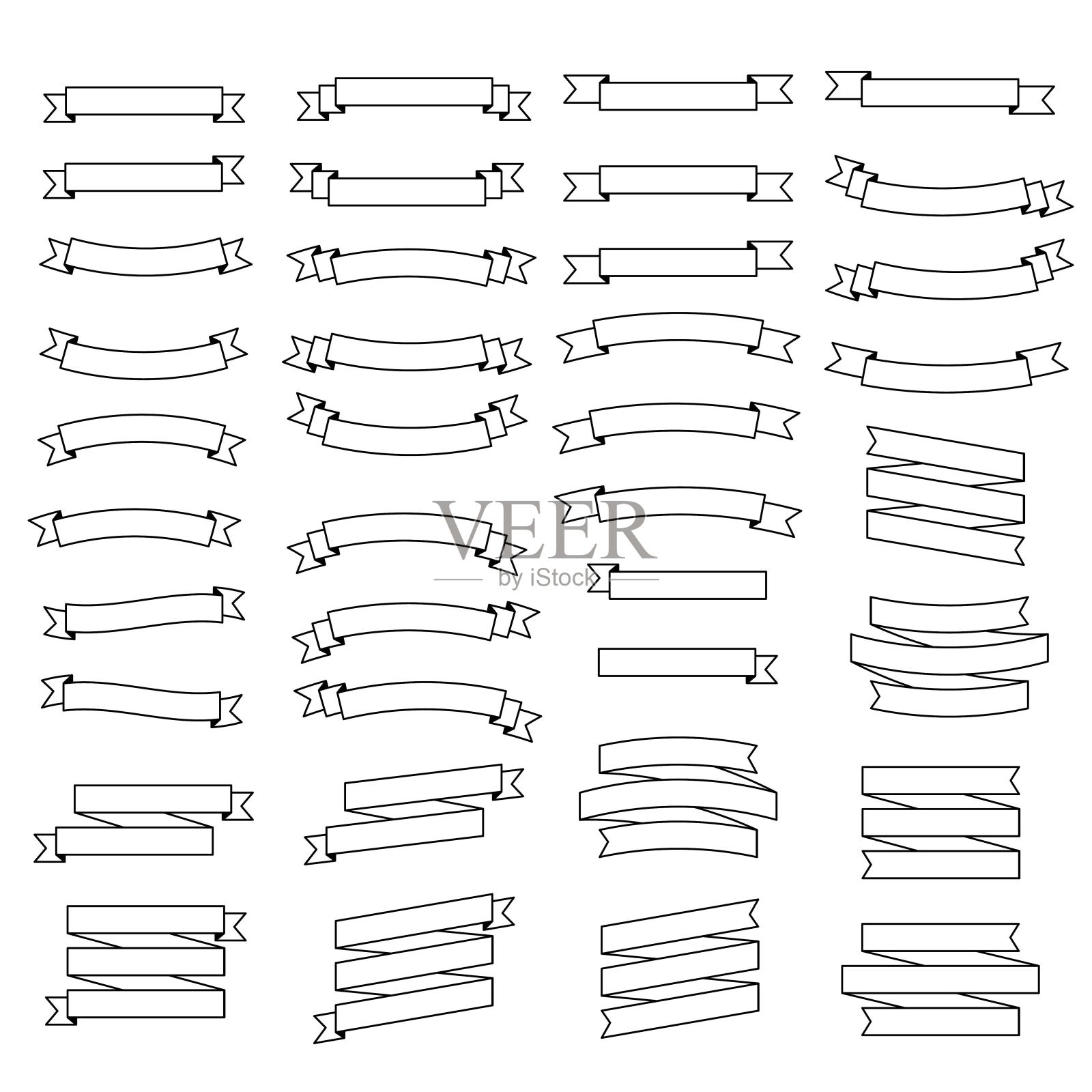 线条绘制彩带插图集插画图片素材