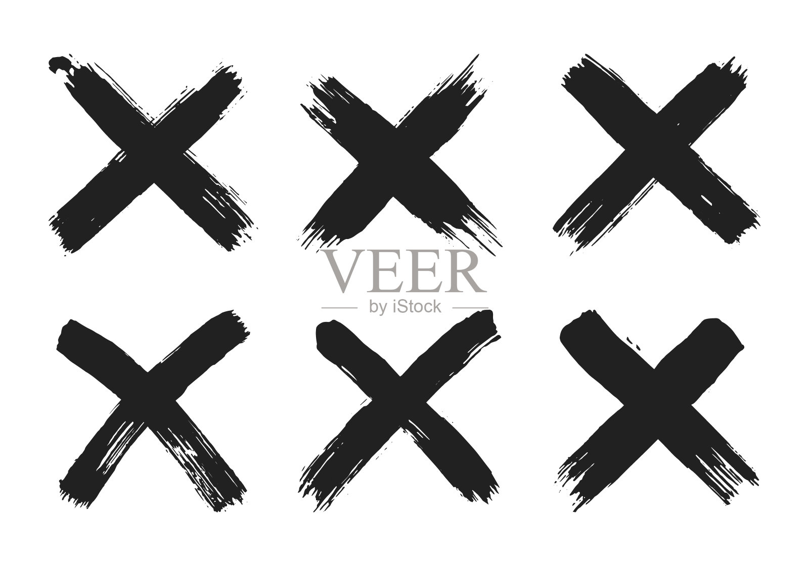 肮脏的垃圾手绘与笔触交叉x矢量插图图标集。插画图片素材