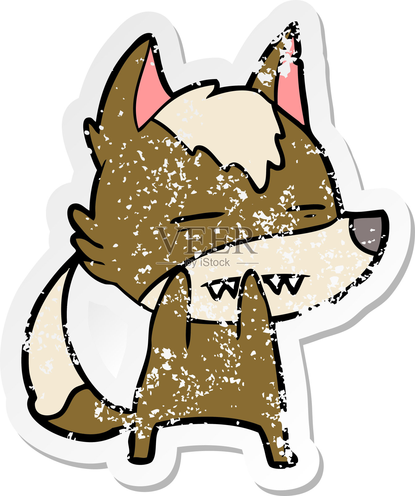 心疼的贴纸卡通狼露出牙齿设计元素图片