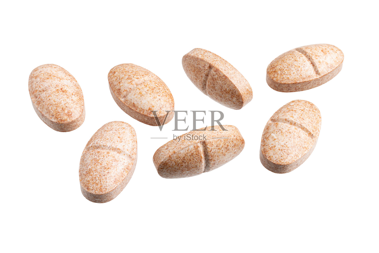 药物药丸，治疗用的药物和片剂，白色背景上隔离，医学和保健概念照片摄影图片