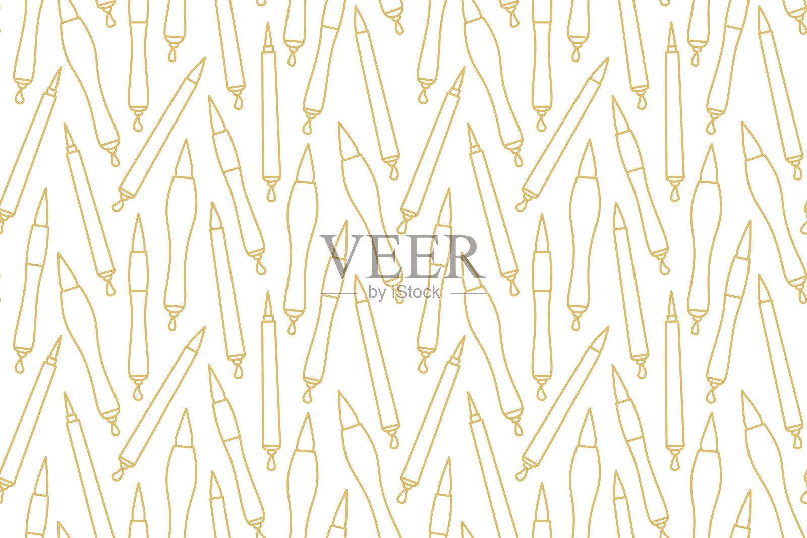 金色无缝图案与日本毛笔插画图片素材