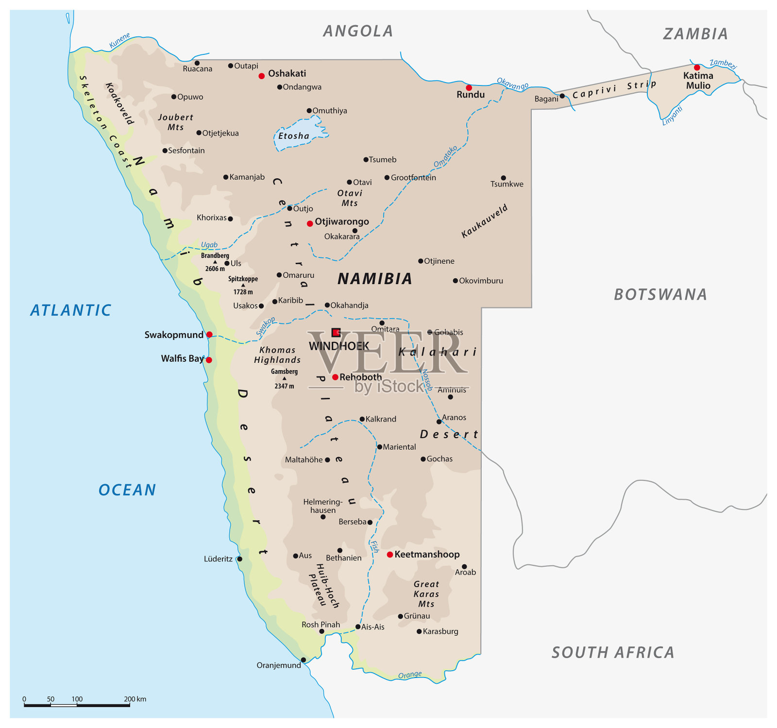 非洲南部纳米比亚州的简单轮廓图插画图片素材