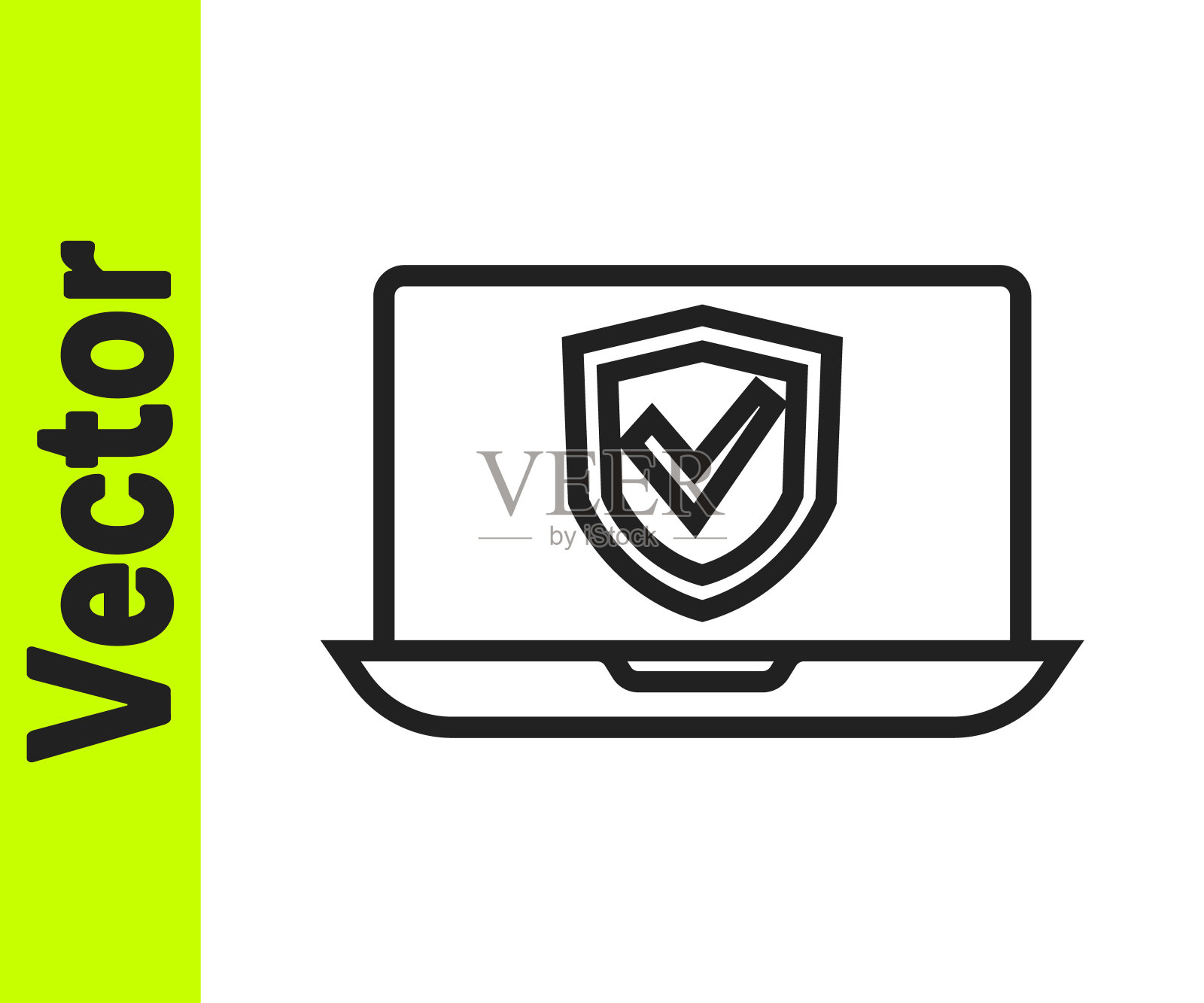 黑线保险在线图标隔离在白色背景上。安全、安全、保护、保护理念。向量插画图片素材