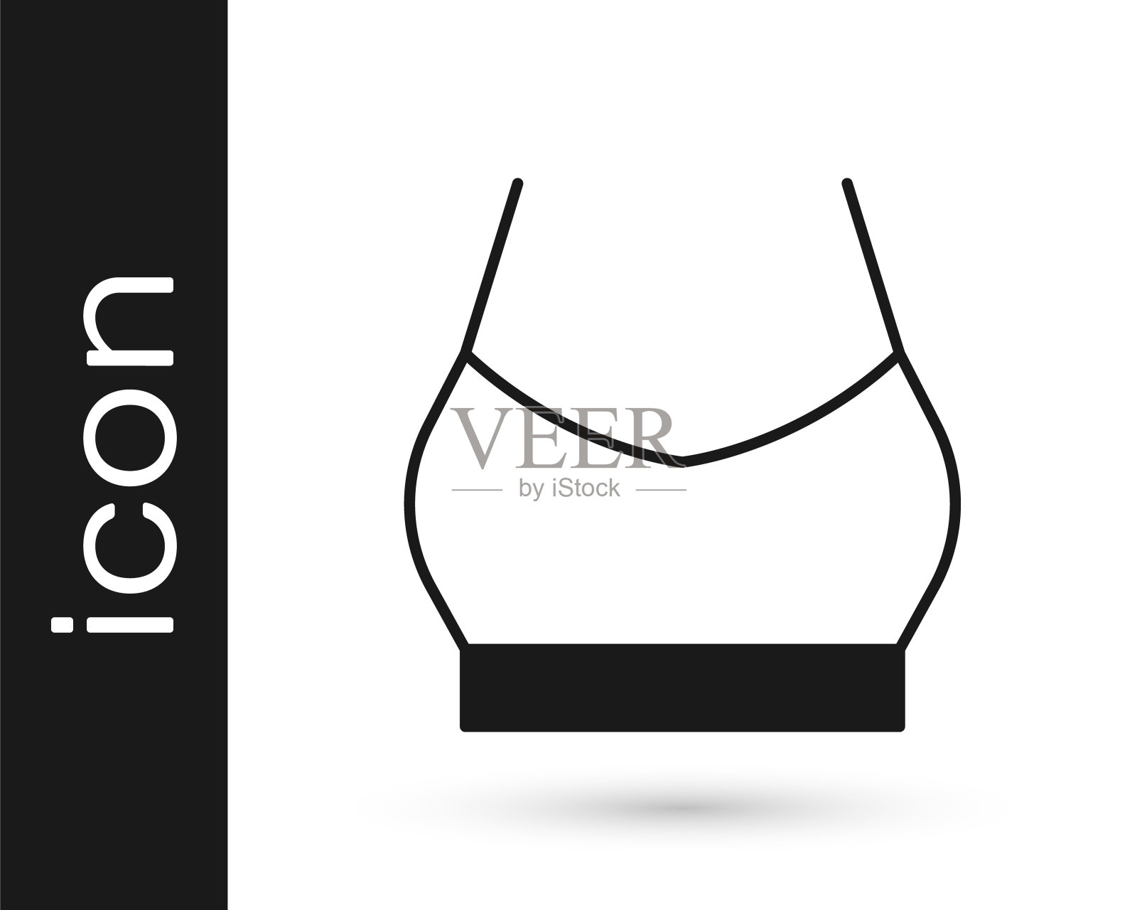 黑色女性露脐上衣图标孤立在白色背景上。汗衫。向量插画图片素材