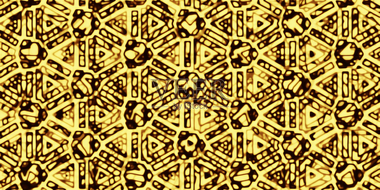 多彩的无缝部落图案，米色，黄色，棕色和黑色，数字绘画，几何形状，高清插图(高清格式)插画图片素材