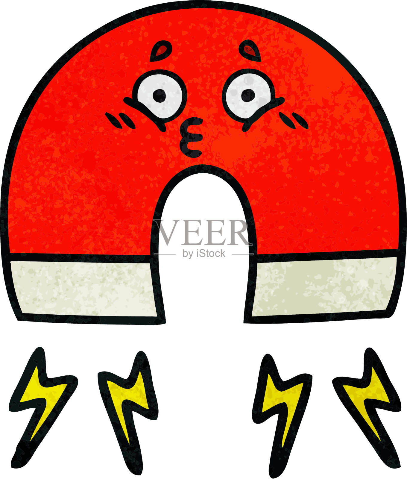 复古垃圾质感的磁铁卡通插画图片素材