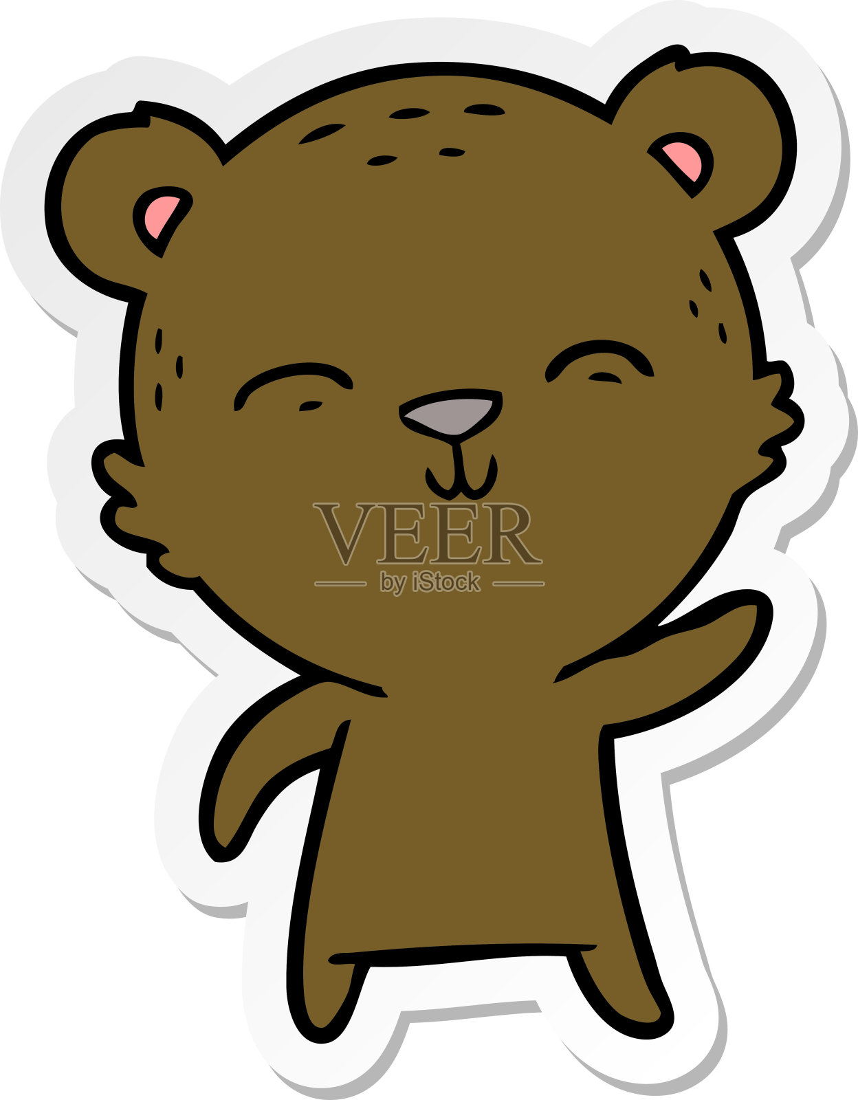 一个快乐的卡通熊贴纸设计元素图片