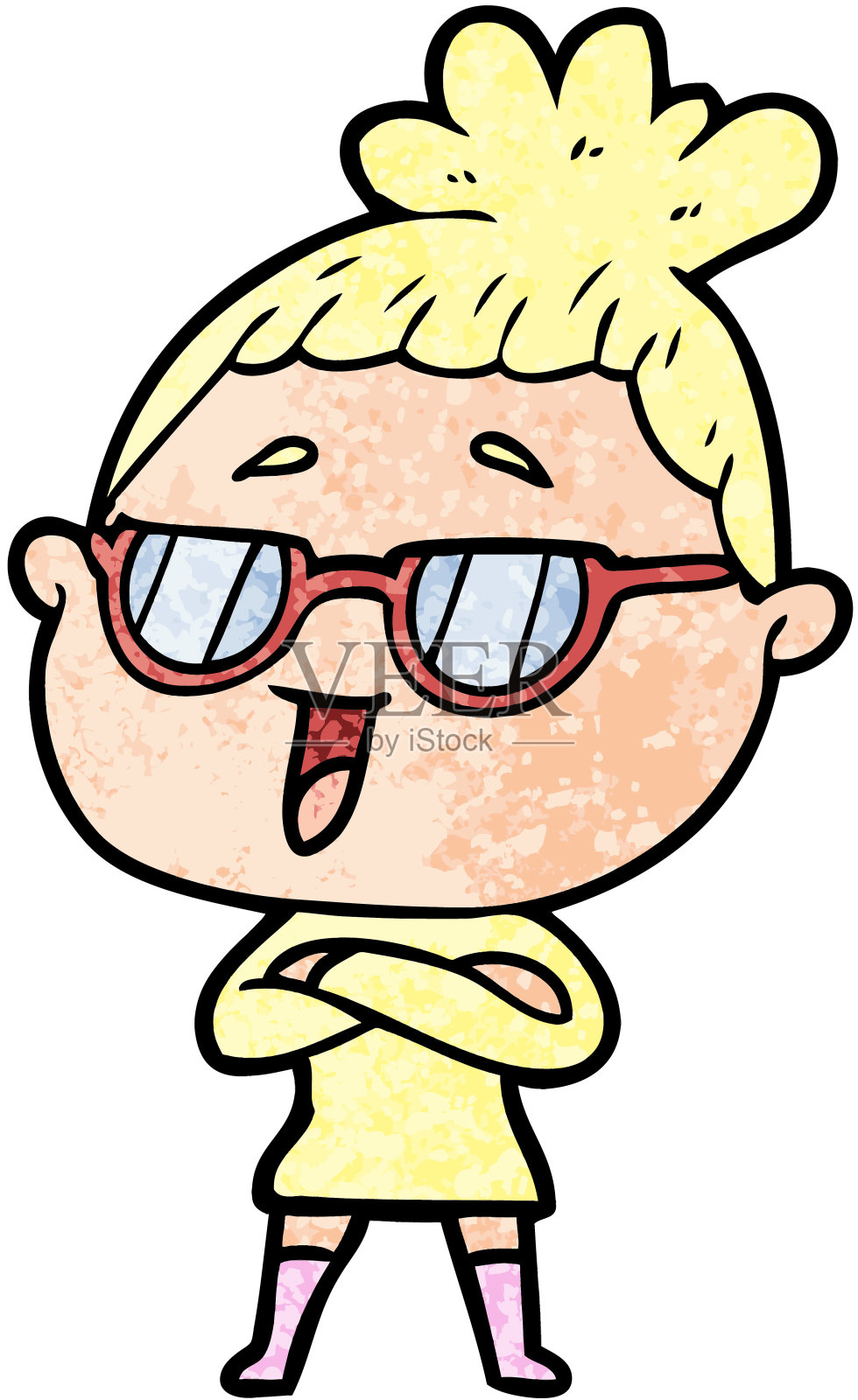 卡通快乐女人戴眼镜设计元素图片