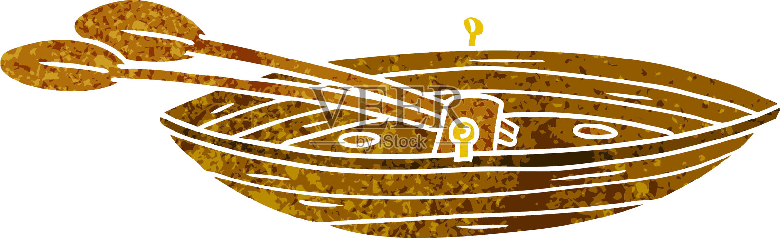 手绘的复古卡通涂鸦的木船插画图片素材