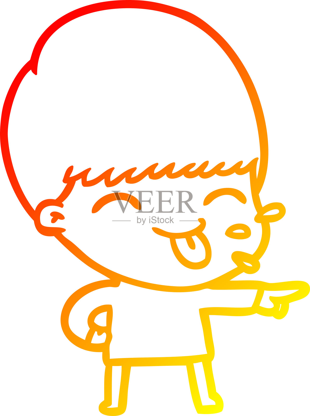 温暖的梯度线画卡通男孩伸出舌头设计元素图片