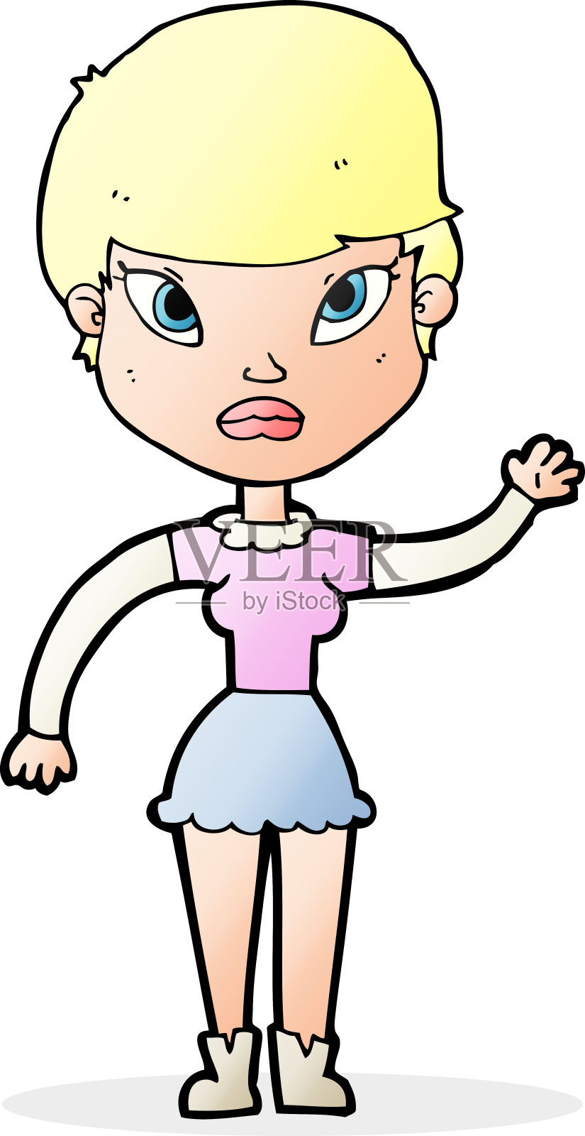 挥手的卡通女人设计元素图片