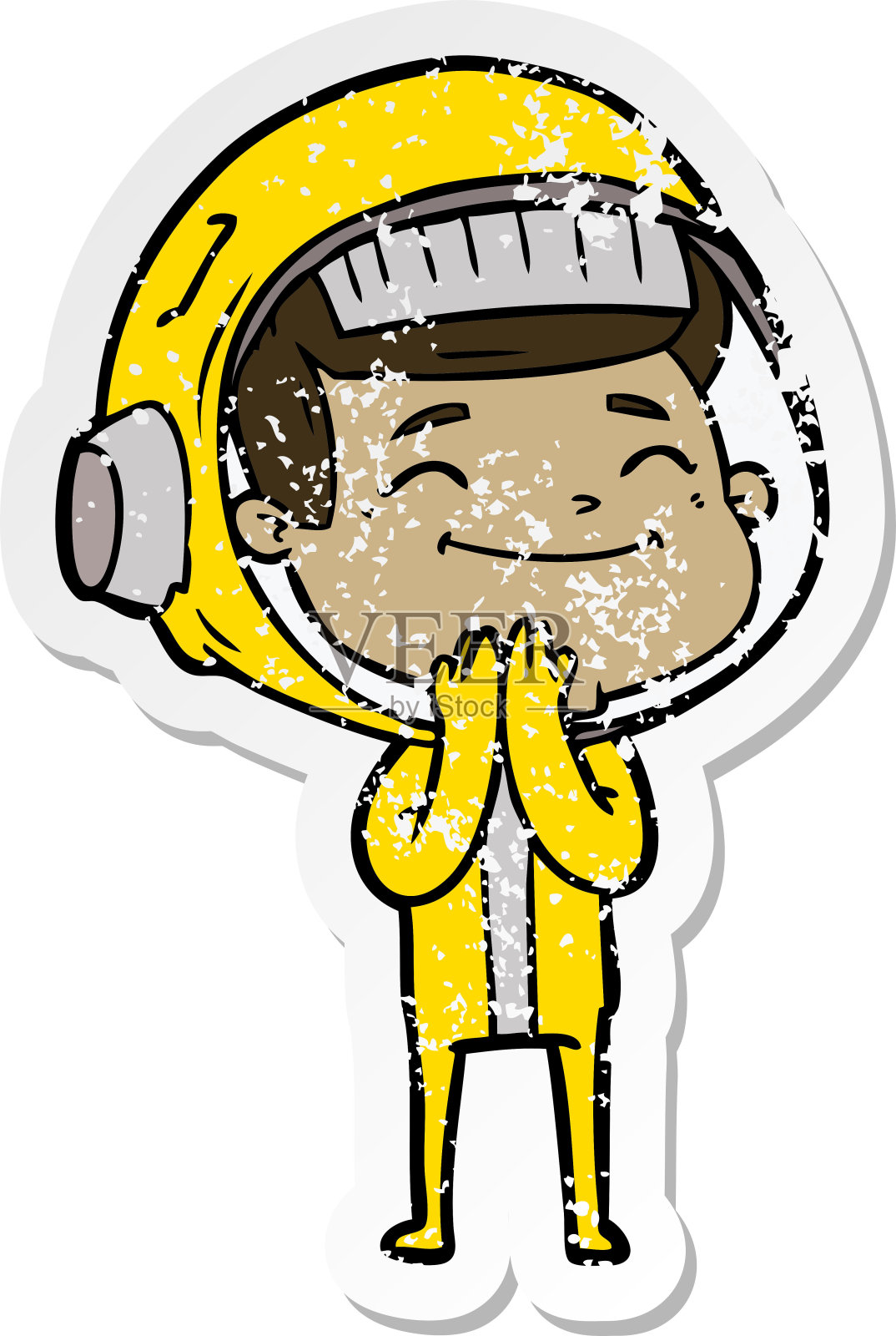 一个快乐的卡通宇航员的心疼贴纸设计元素图片