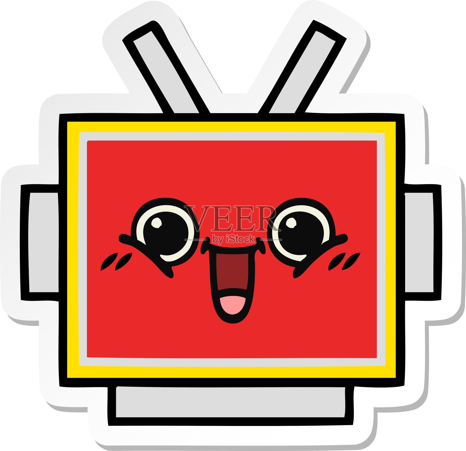 可爱的卡通机器人头贴纸设计元素图片