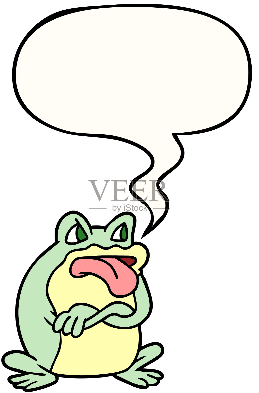 带着语音泡泡的暴躁卡通青蛙插画图片素材