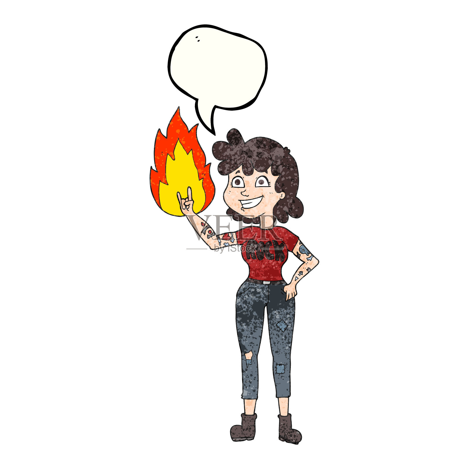 徒手演讲泡泡纹理卡通摇滚女孩设计元素图片