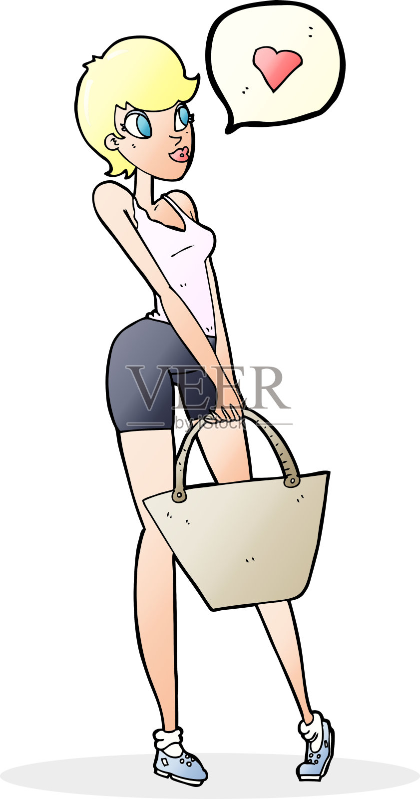 卡通美女享受购物插画图片素材