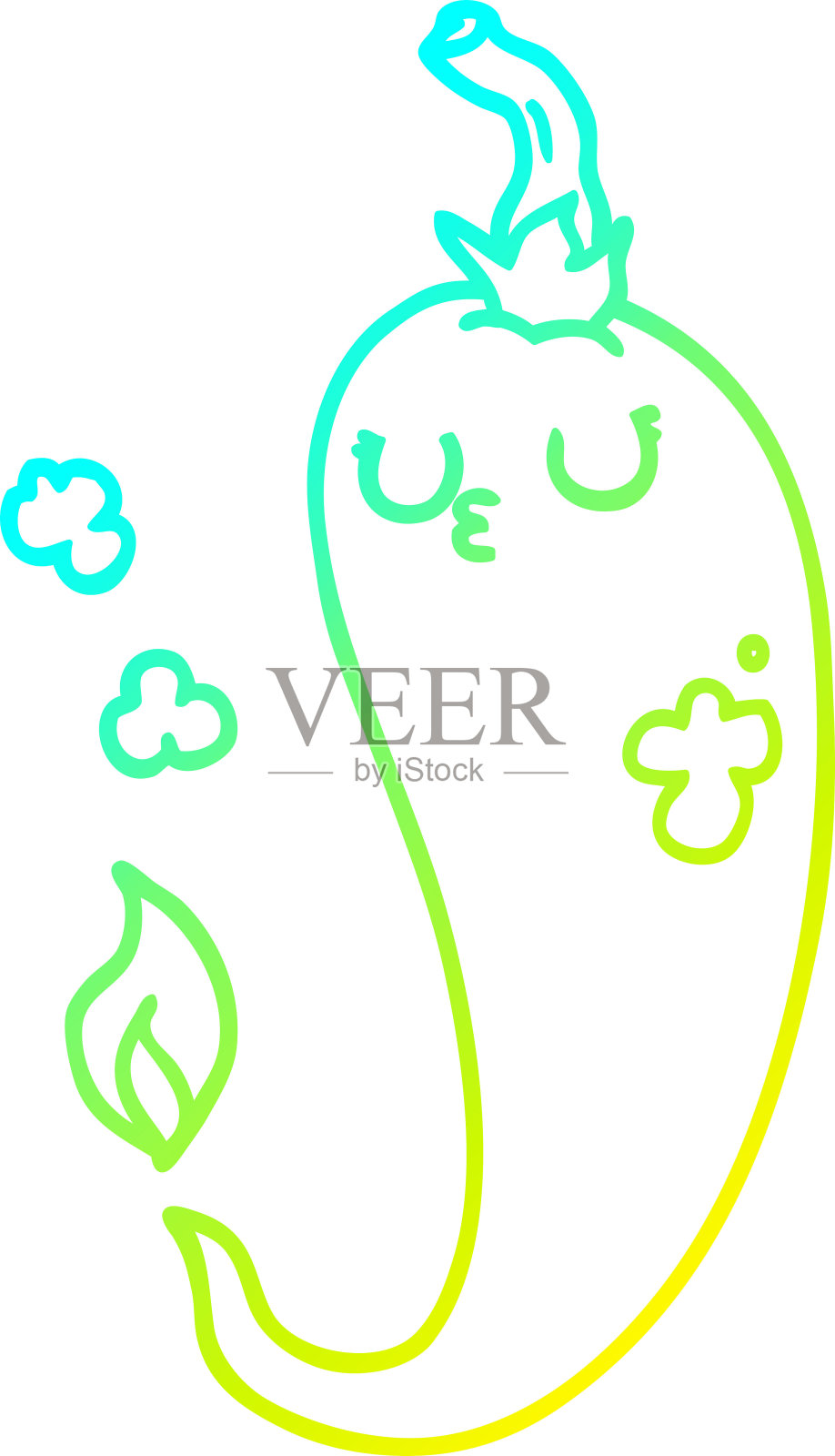 冷的渐变线画了一个卡通辣椒面设计元素图片