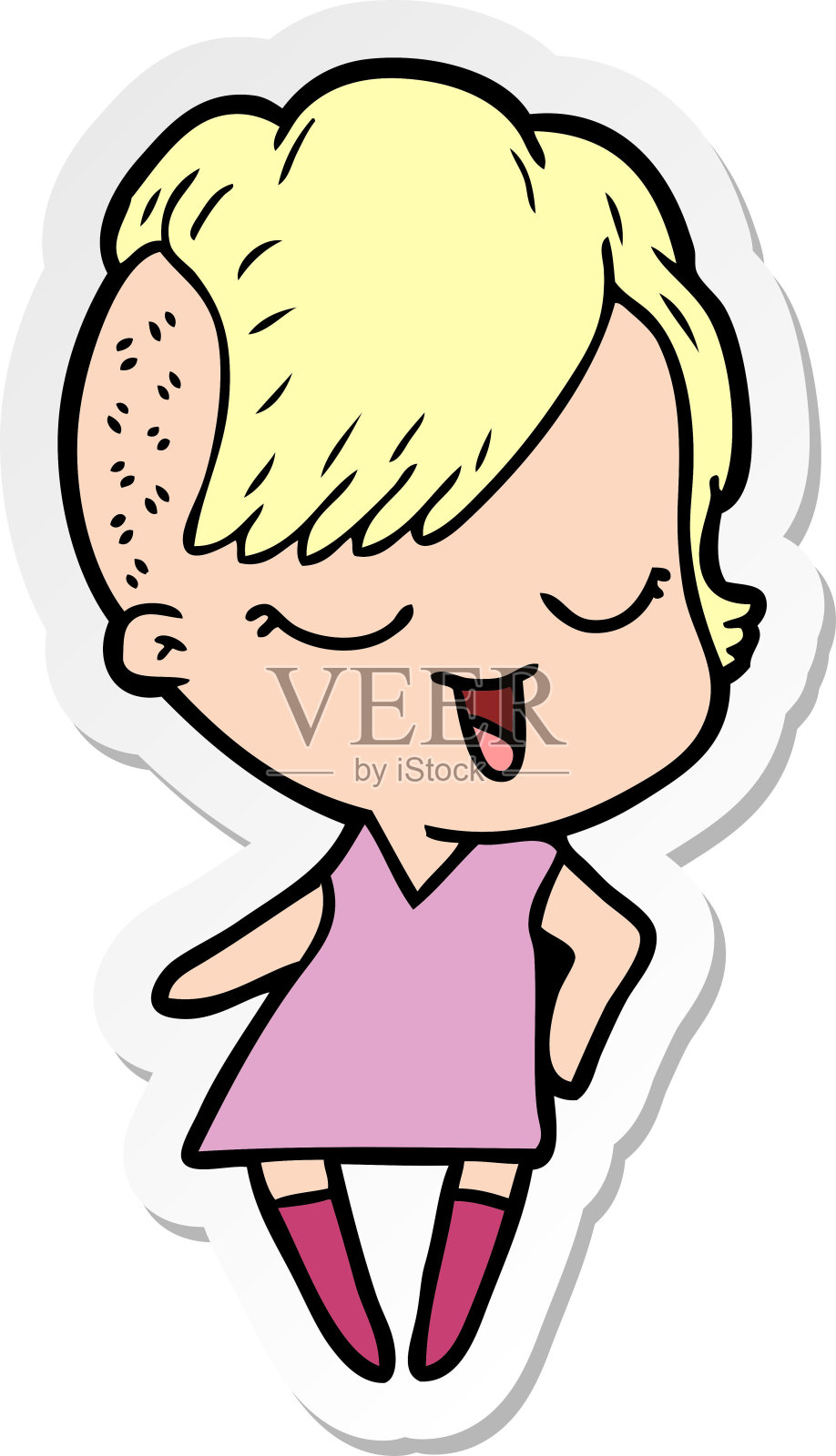一个快乐的卡通女孩的贴纸设计元素图片
