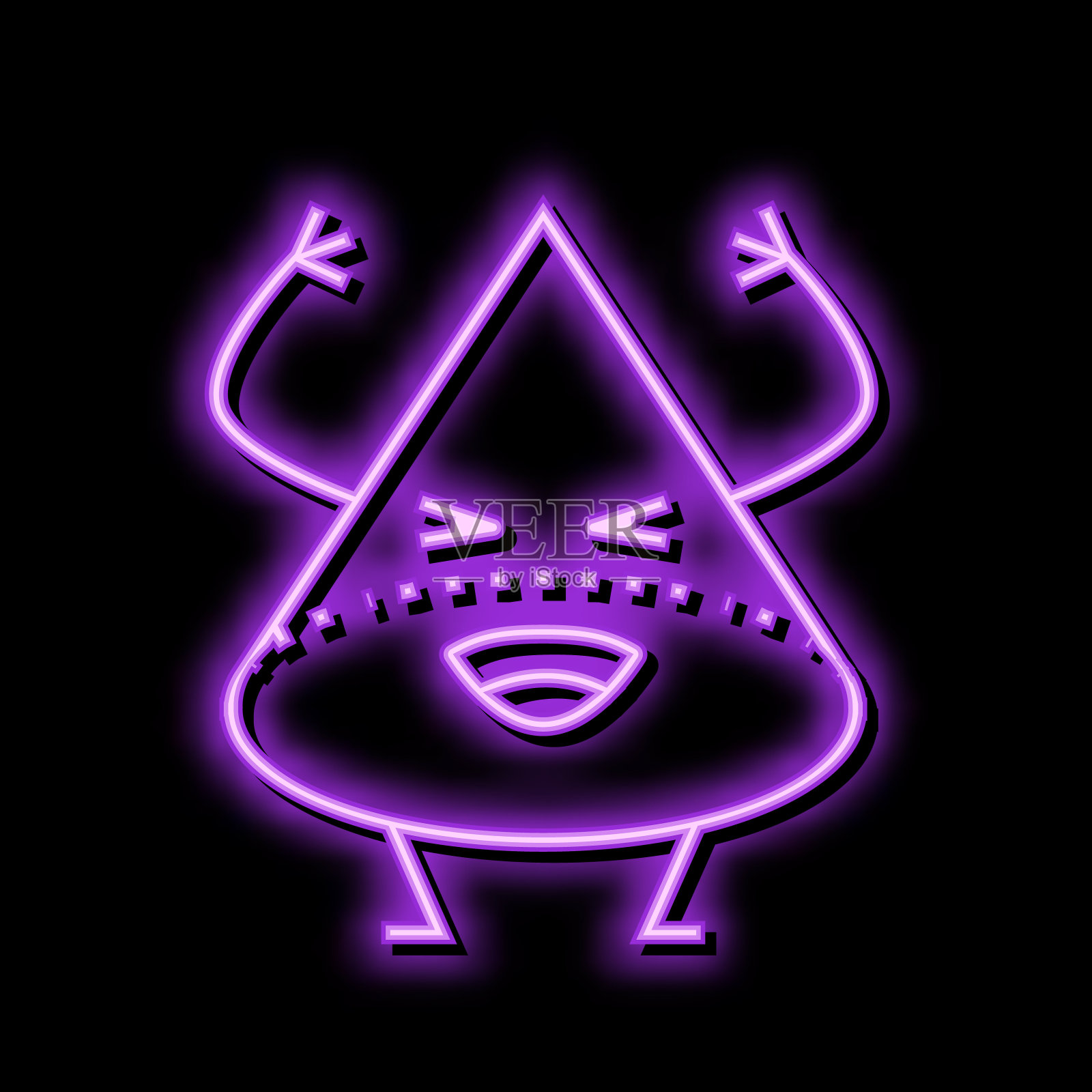 锥形几何形状字符霓虹灯发光图标插图插画图片素材