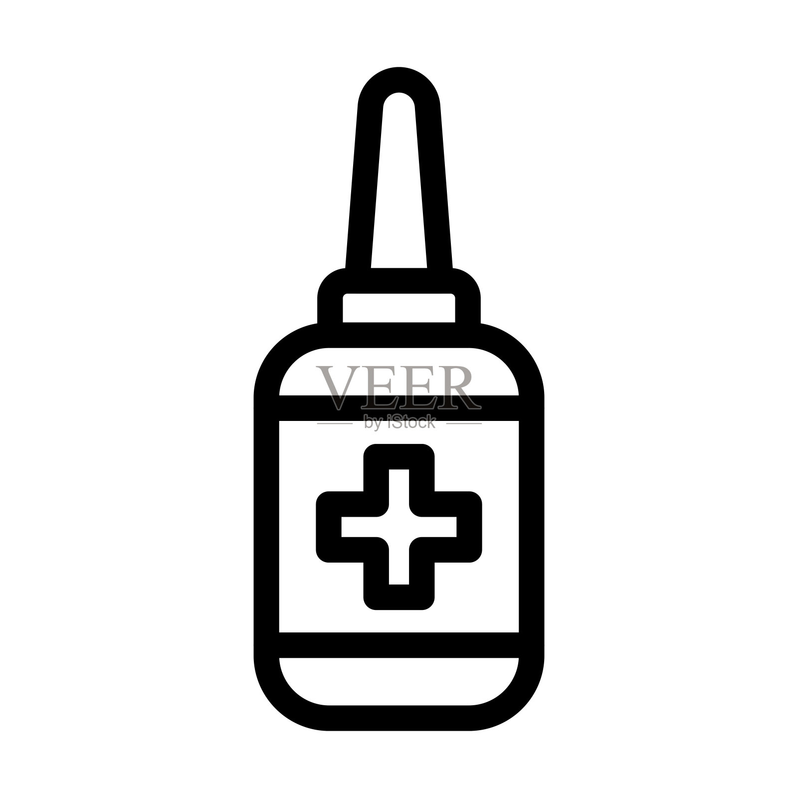 用于个人和商业用途的鼻喷雾剂矢量粗线图标。插画图片素材