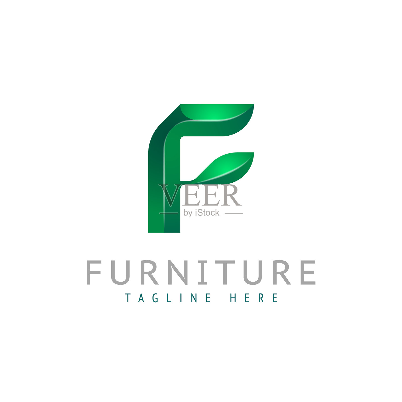 3d字母生态叶标志，绿色字体字母，矢量插图10EPS插画图片素材