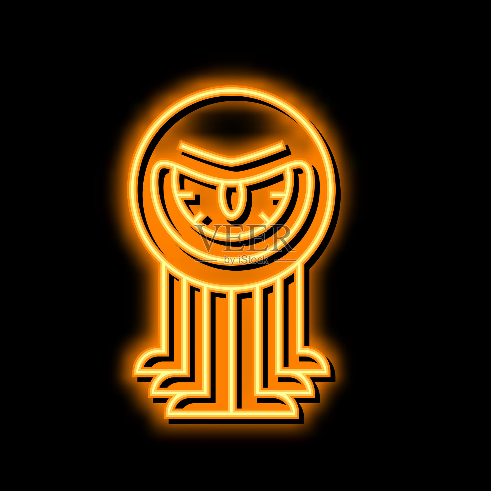 怪物眼睛霓虹灯发光图标插图插画图片素材