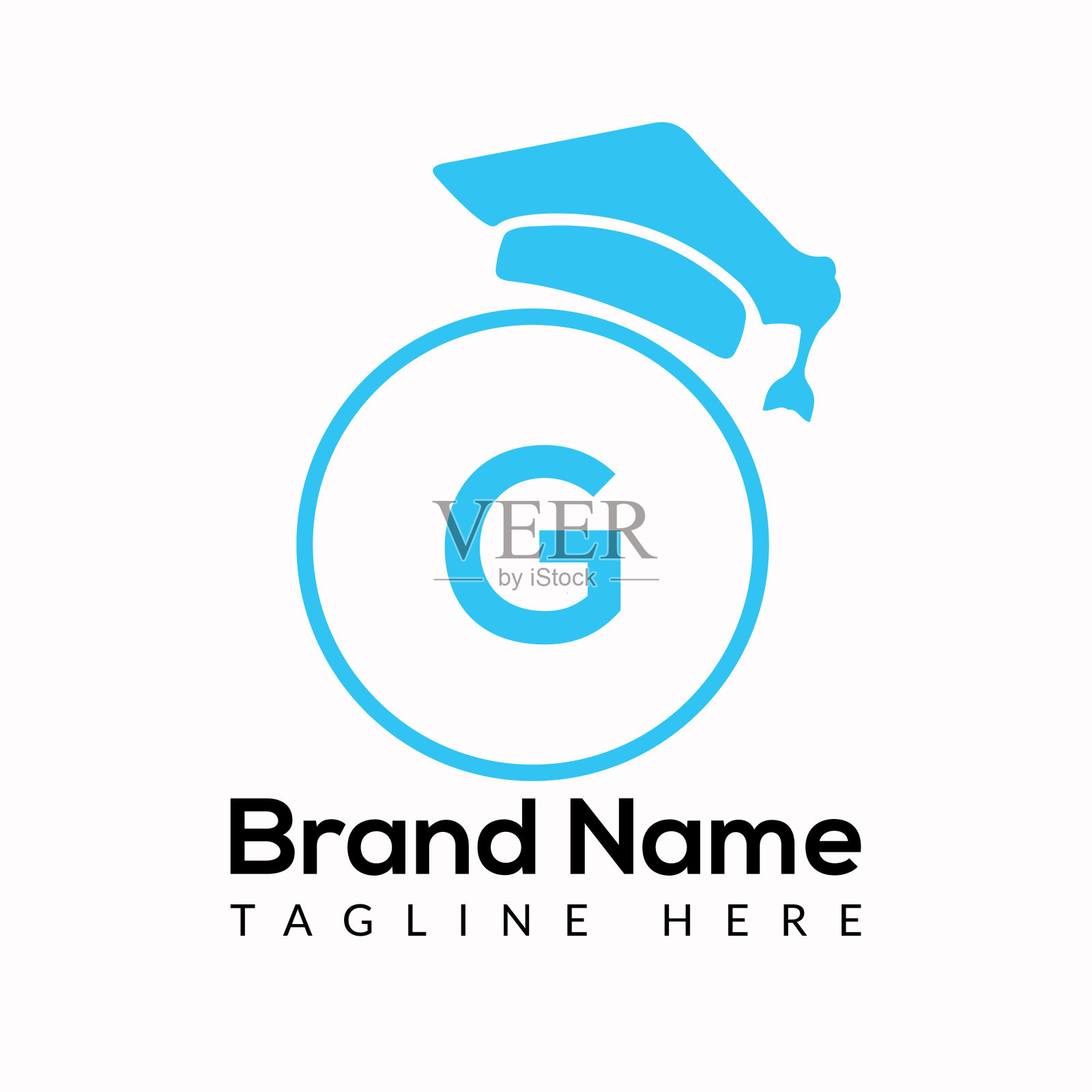 字母G模板上的教育标志。初始教育标志概念模板插画图片素材