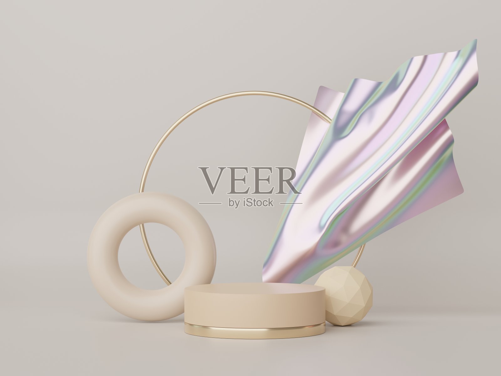 最小展示平台设计的三维渲染模型和产品演示。台座舞台与粉彩场景。新潮的设计模拟和网页横幅。照片摄影图片