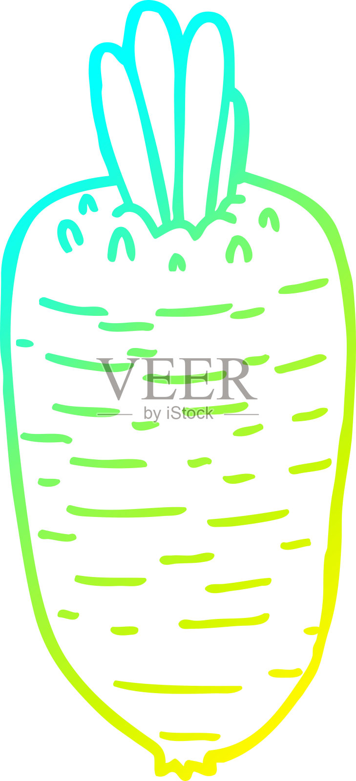 冷梯度线绘制的卡通蔬菜插画图片素材
