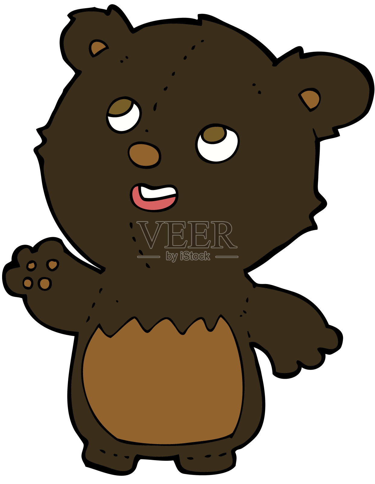 卡通快乐的小泰迪黑熊设计元素图片