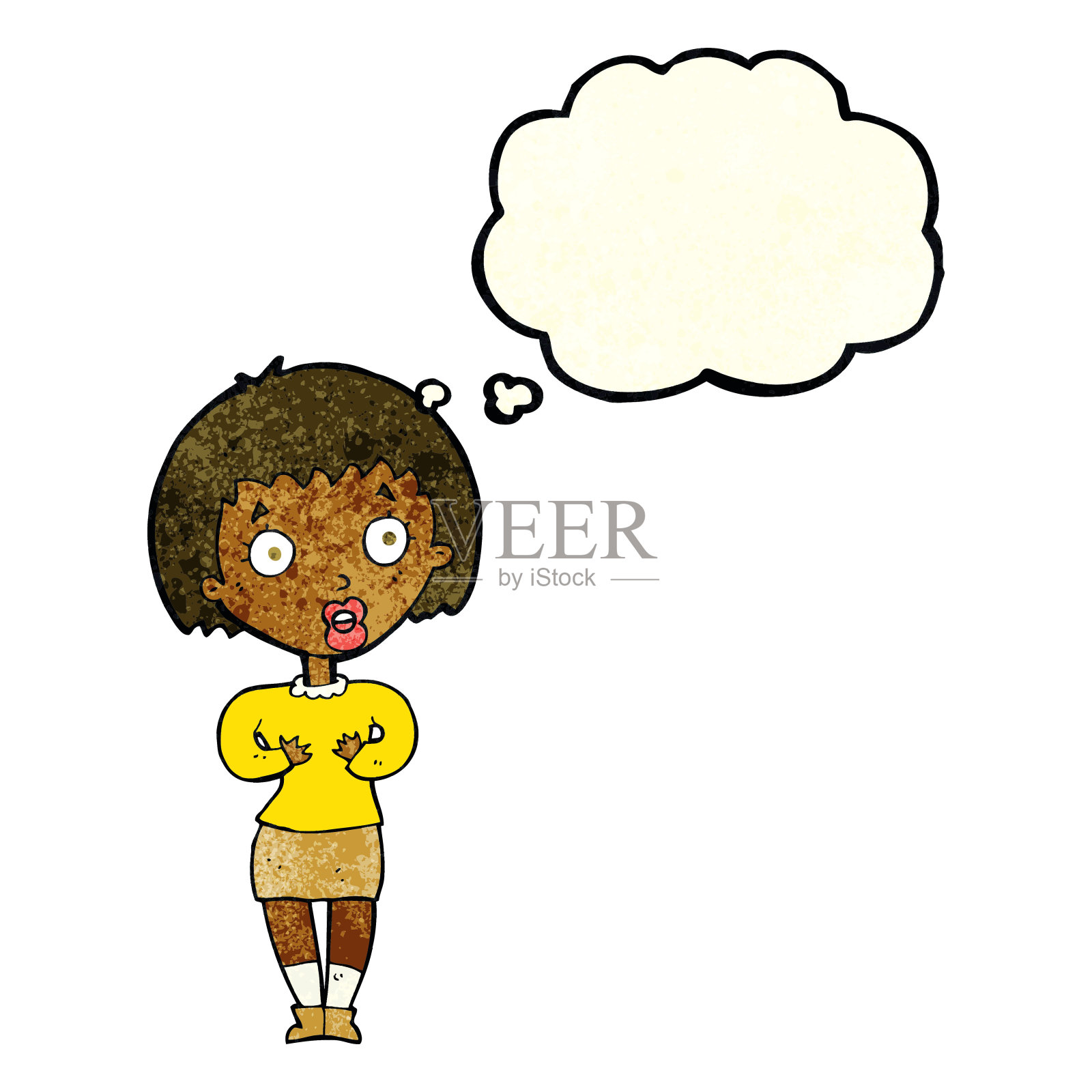 制作《谁是我》的卡通女人?用思想泡泡做手势插画图片素材