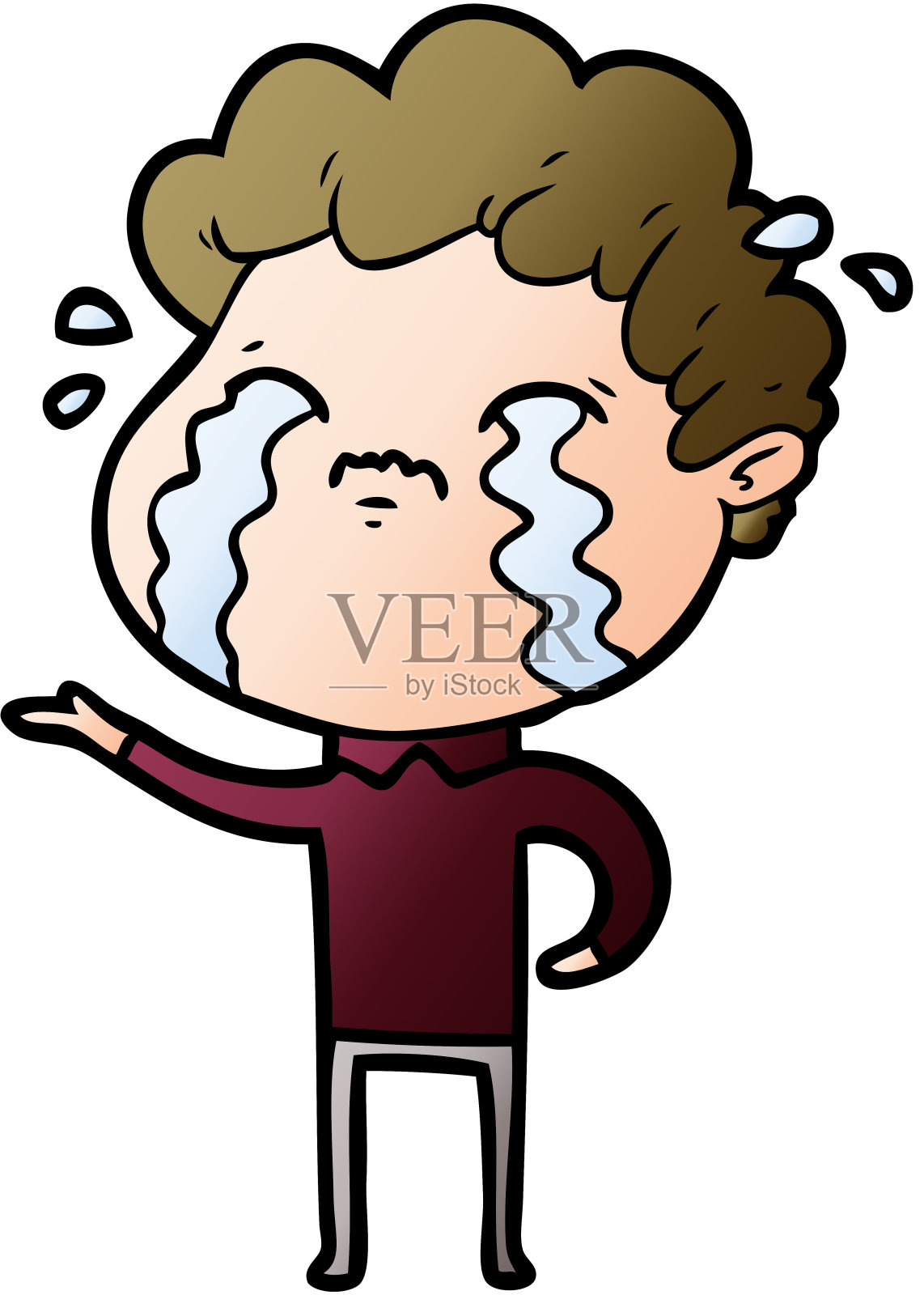 卡通人物哭泣设计元素图片