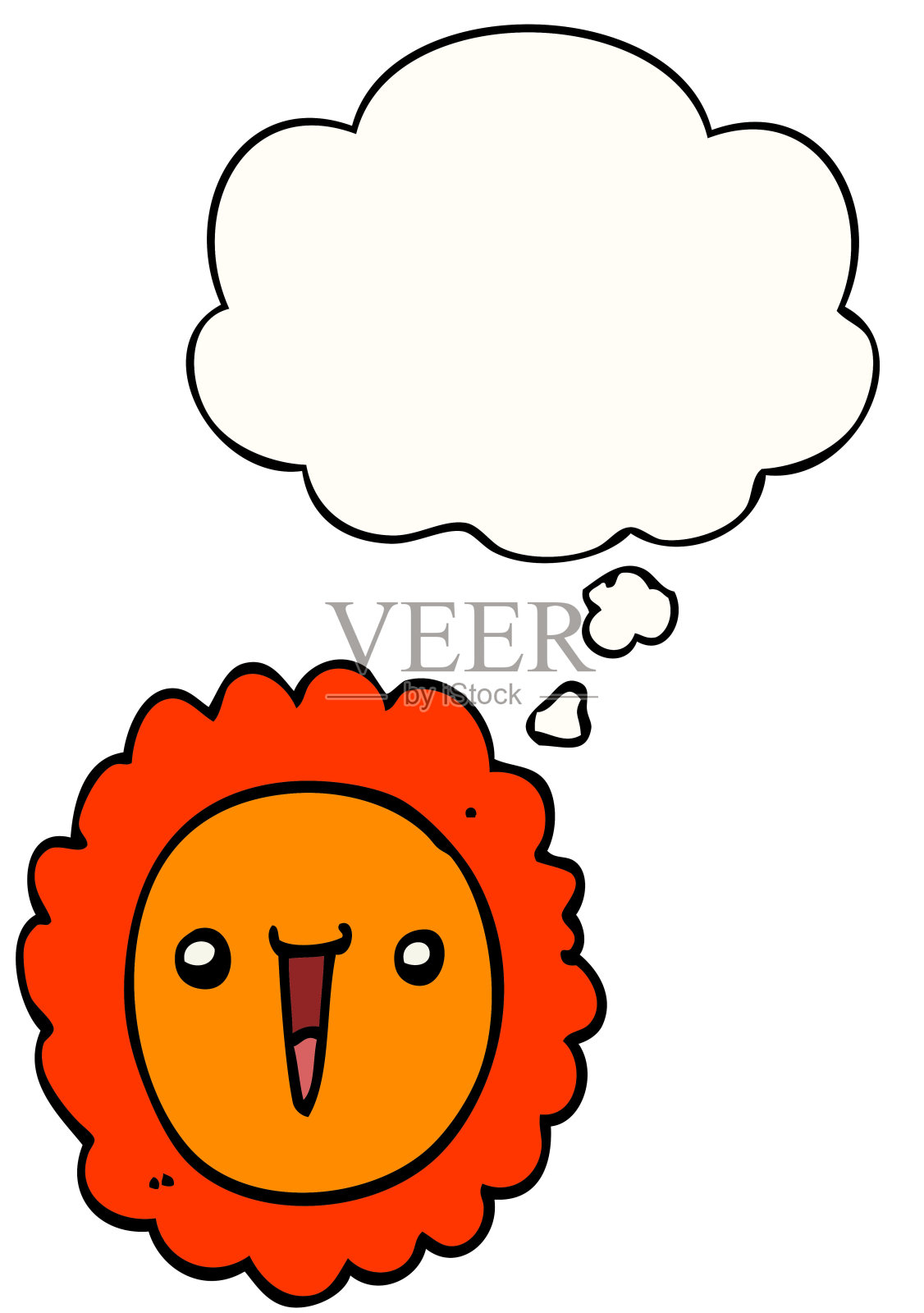 卡通向日葵与思想泡泡设计元素图片