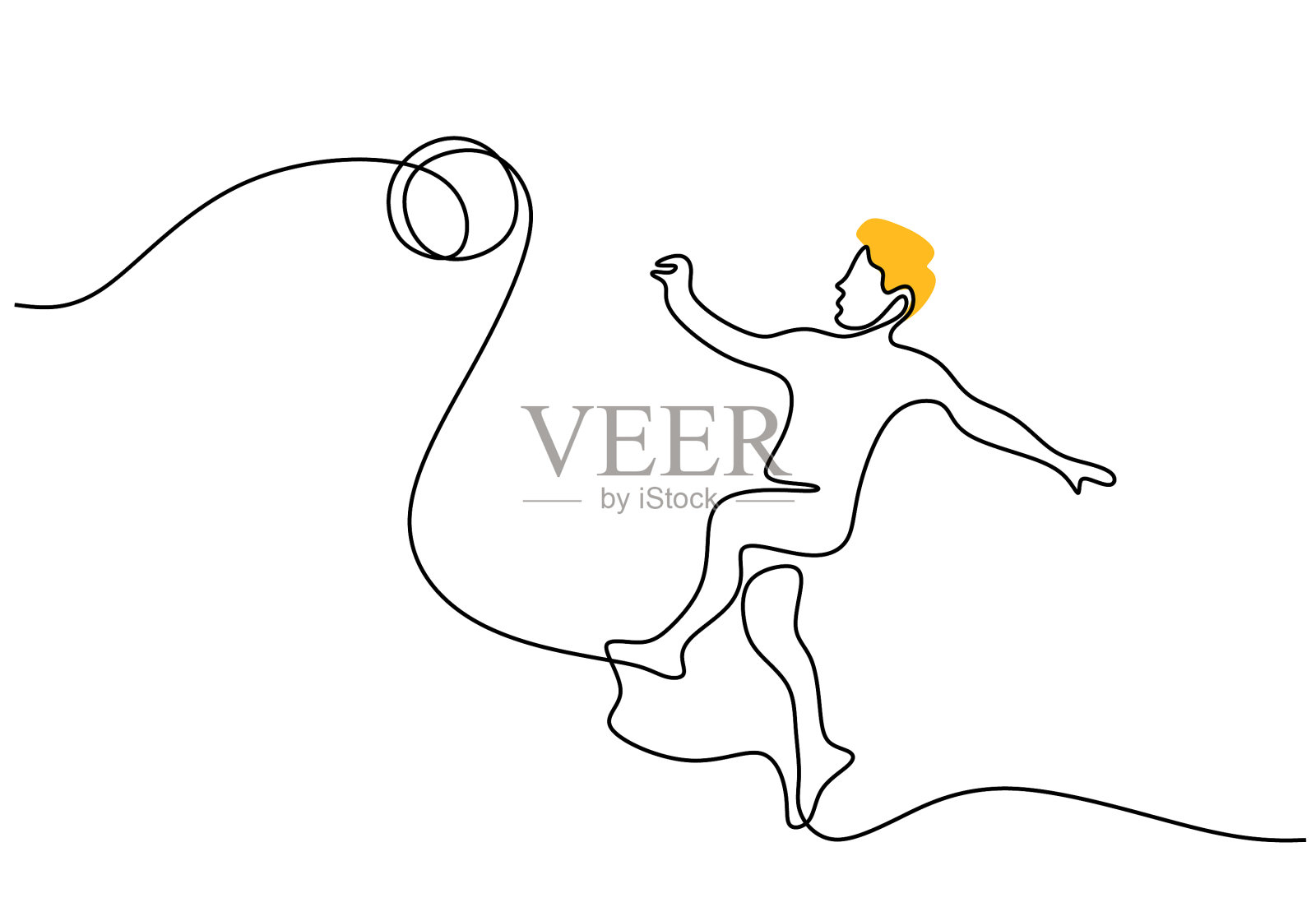 一个连续的单行男孩骑自行车设计元素图片